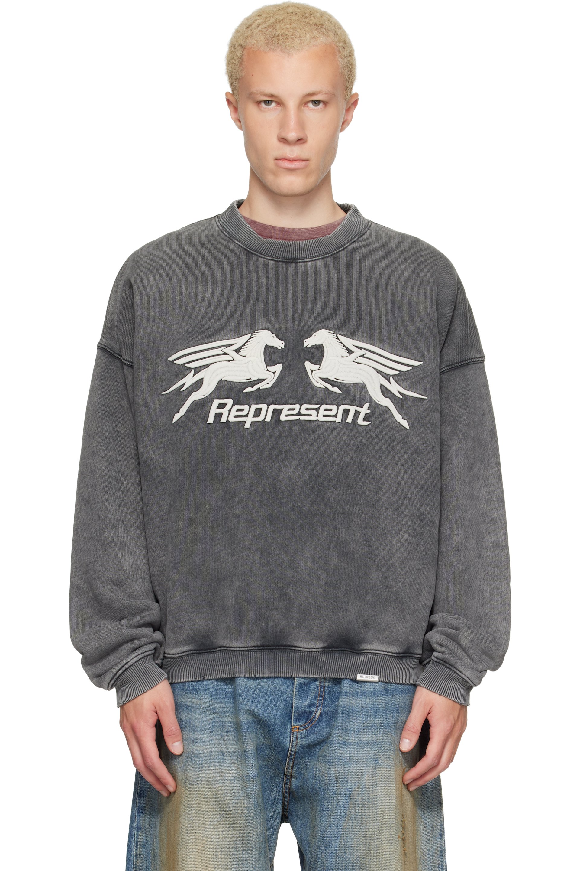 Represent - Pull molletonné Pegasus gris