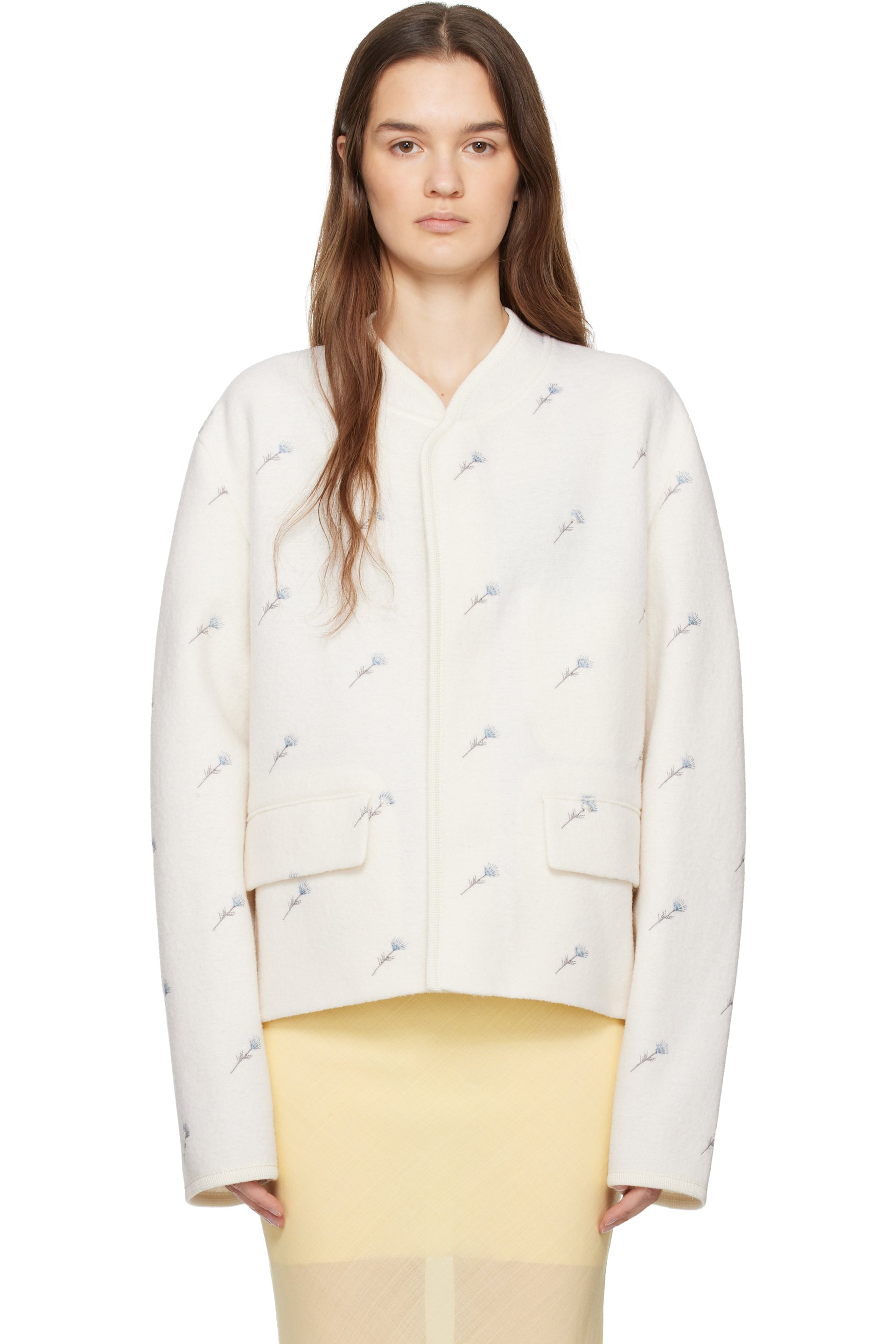 Rier - White City Crop Flowers Walker Jacket