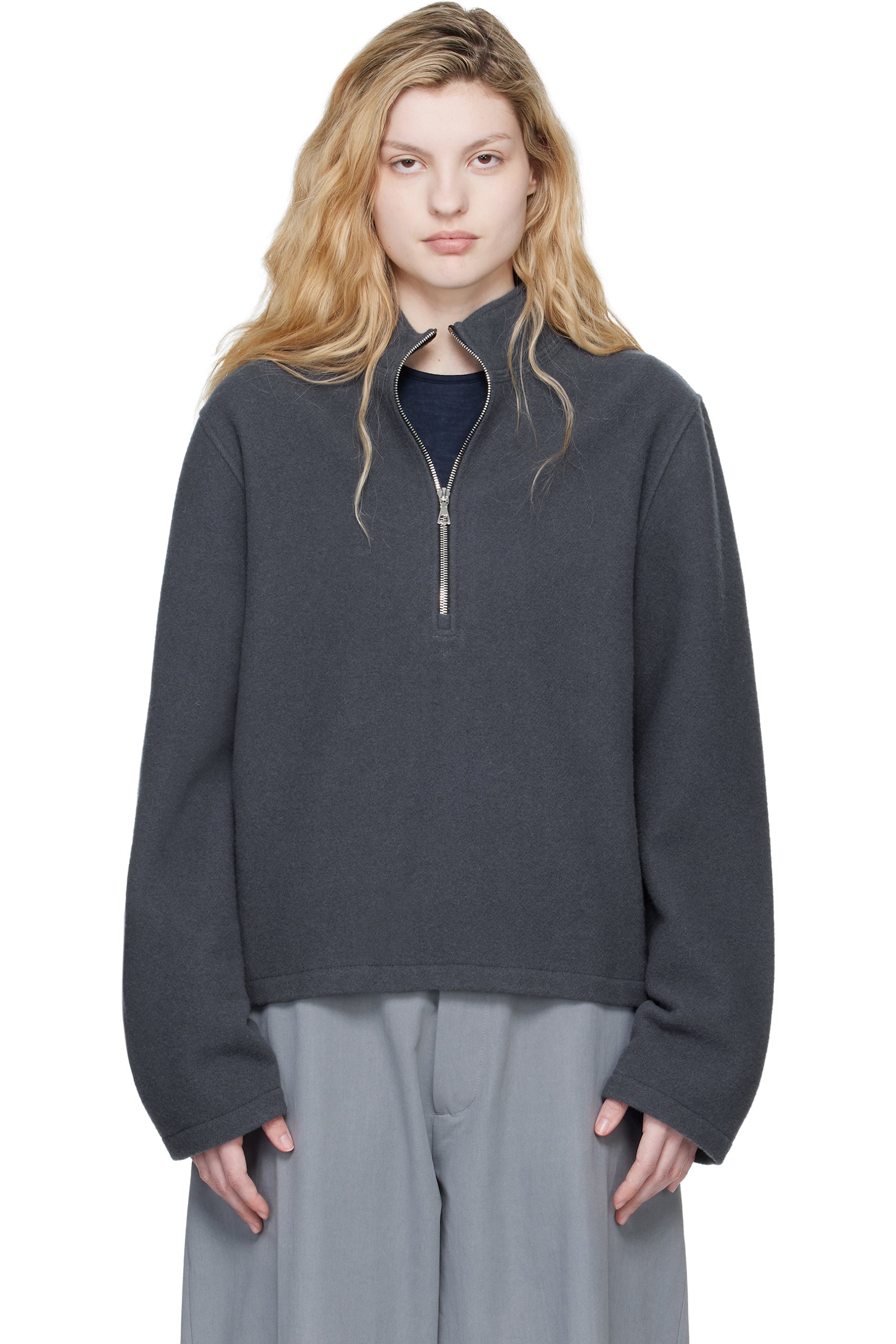 Rier - Pull molletonné gris en molleton