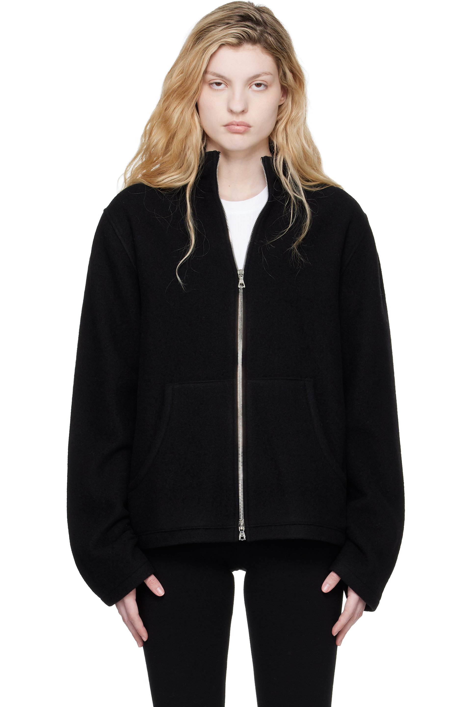 Rier - Blouson noir en molleton à glissière
