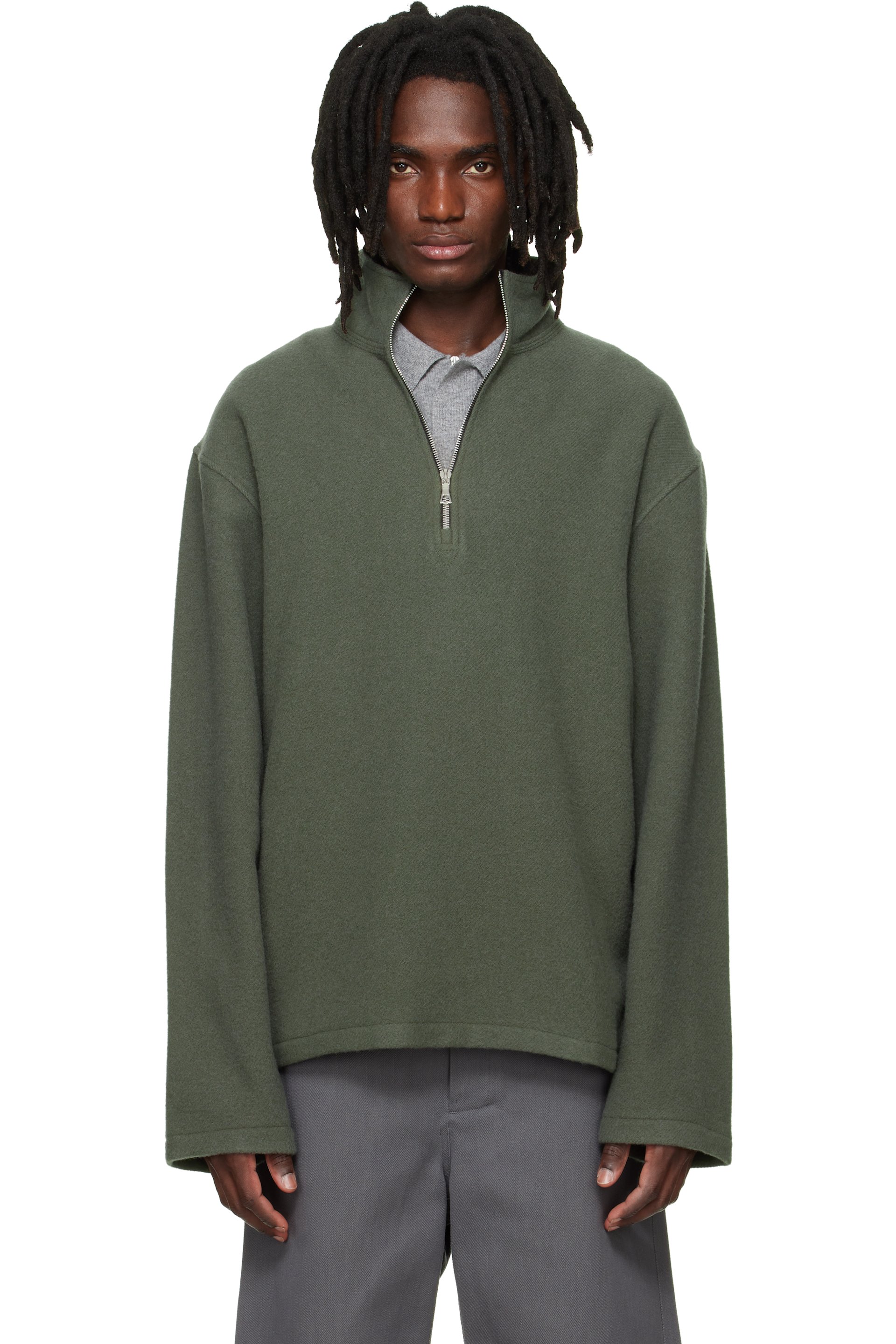 Rier - Green Fleece Athletic Sweater