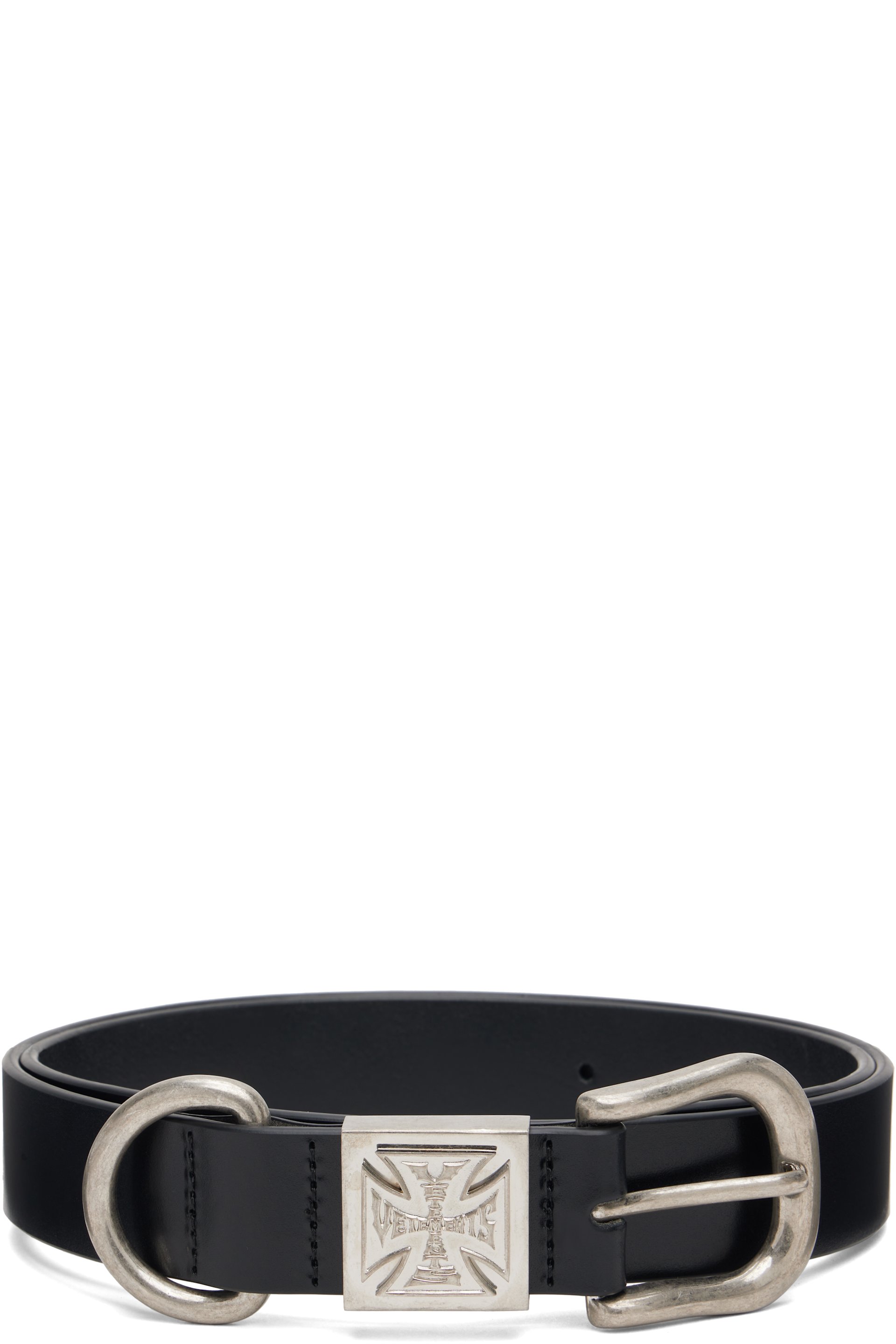 VETEMENTS - Black Biker Logo Cross ID Belt