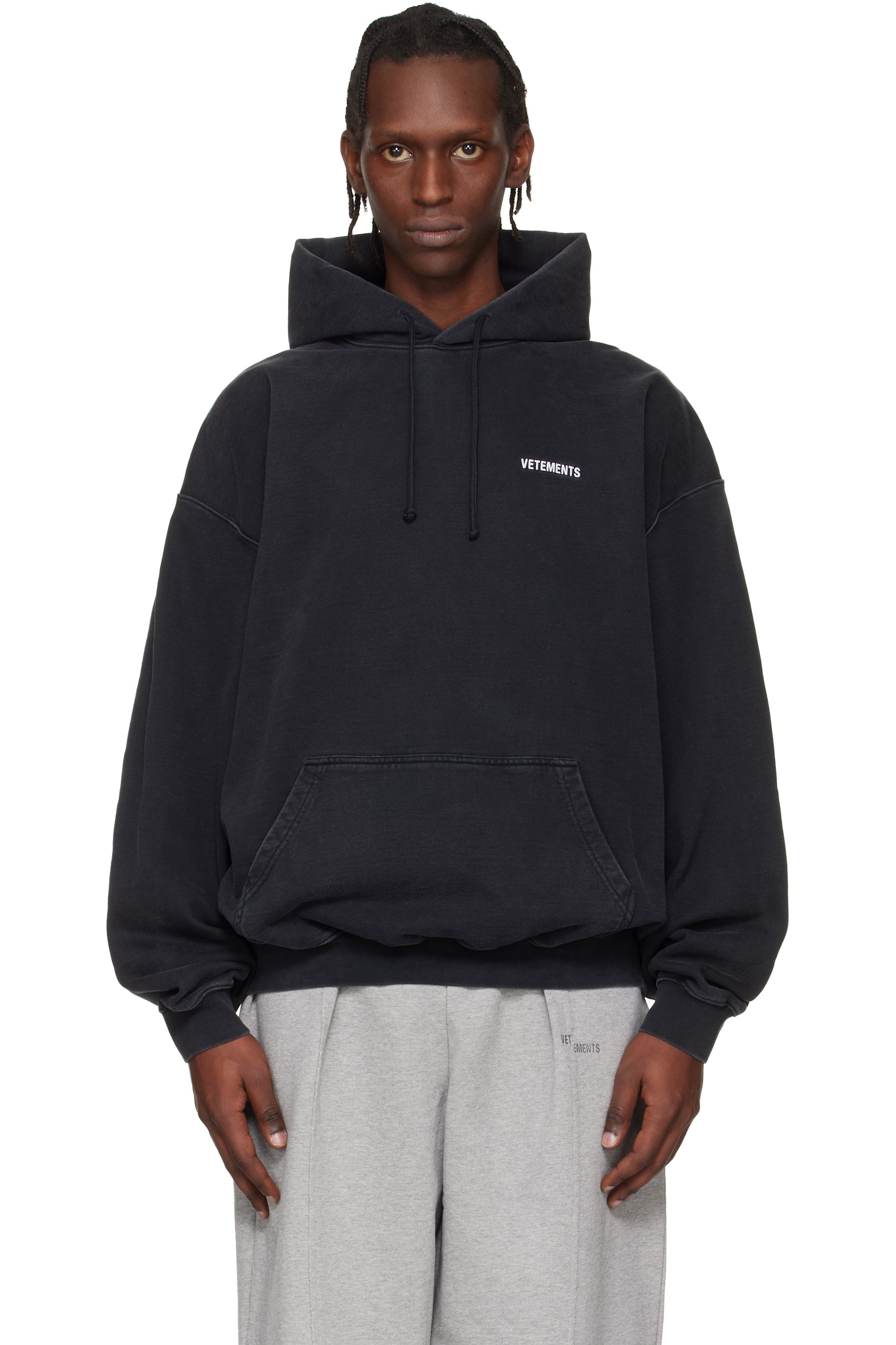 VETEMENTS - Black Iconic Logo Hoodie