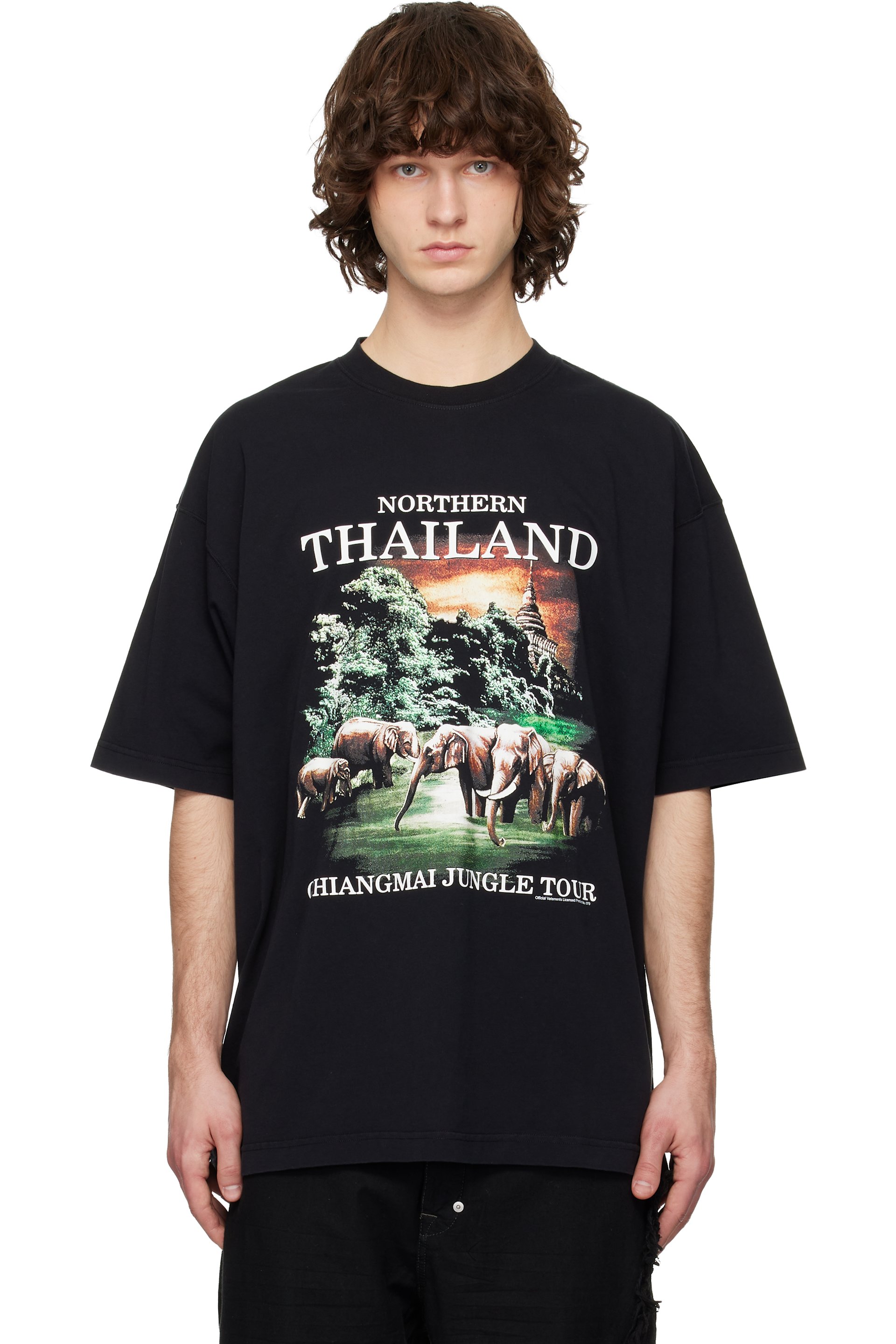 VETEMENTS - Black 'Thailand' Tourist T-shirt