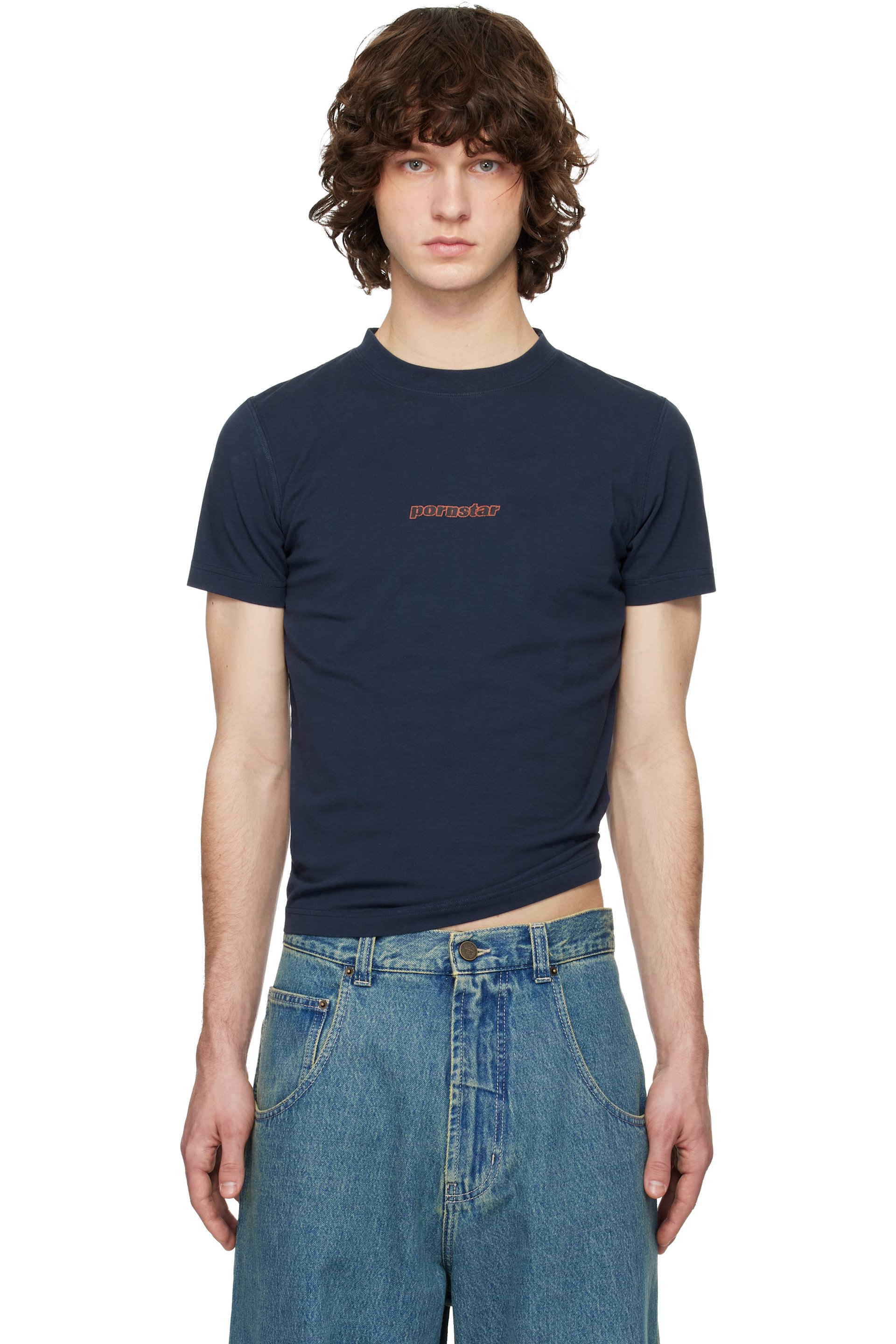 VETEMENTS - Navy 'Pornstar' Fitted T-shirt