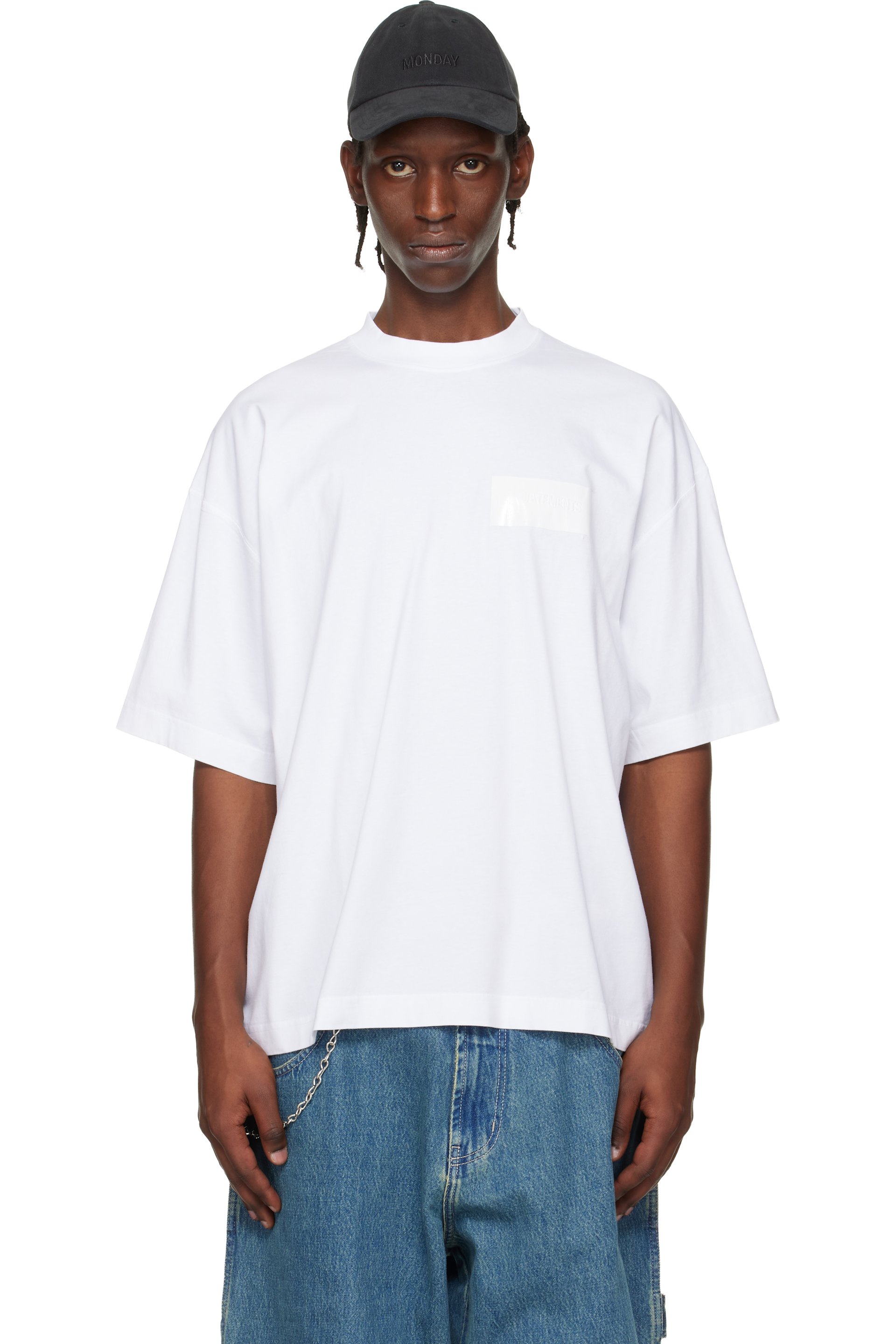 VETEMENTS - White Taped Logo T-shirt