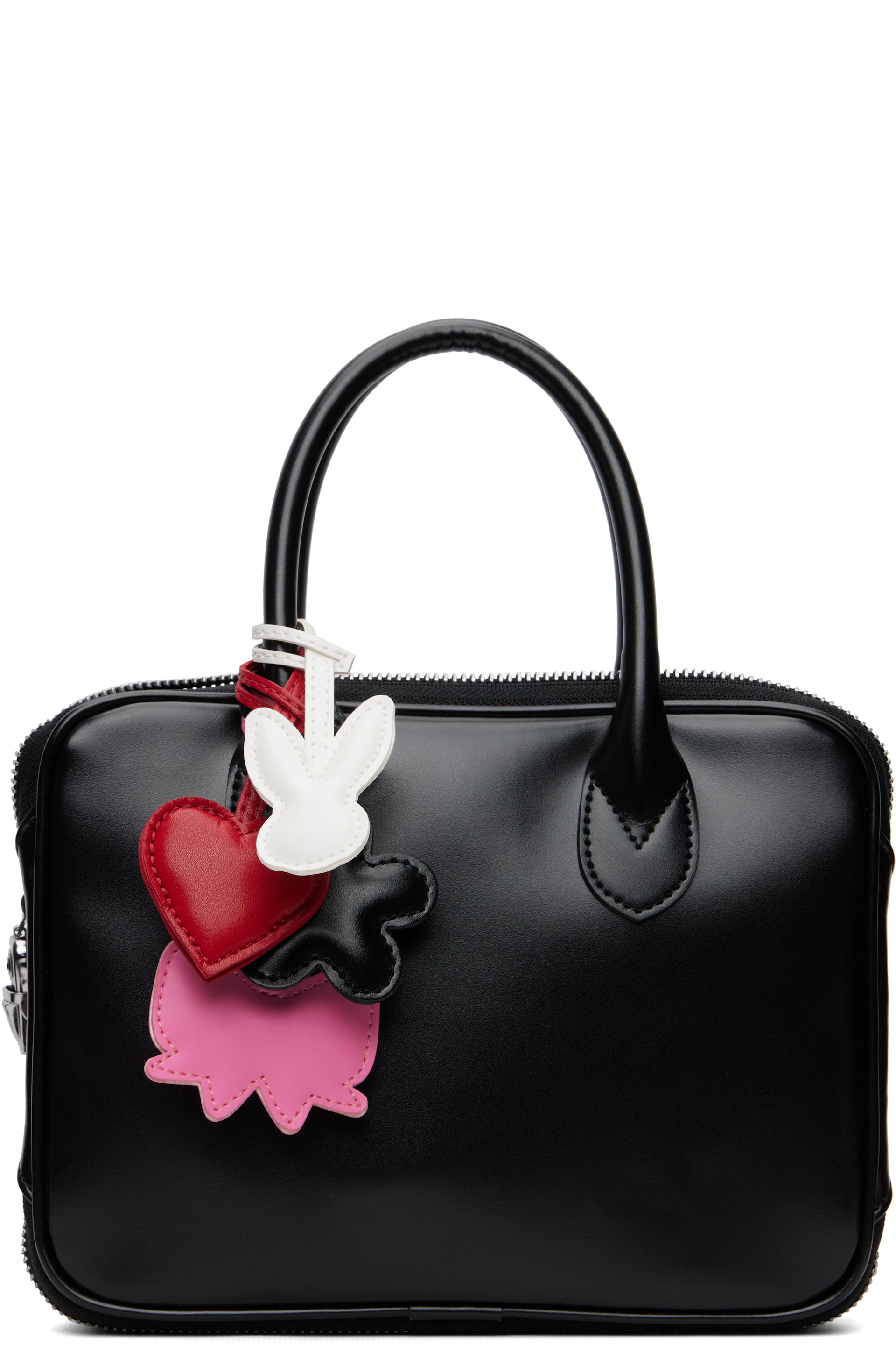 Comme des Garçons Girl - Sac noir en cuir synthétique à porteclé