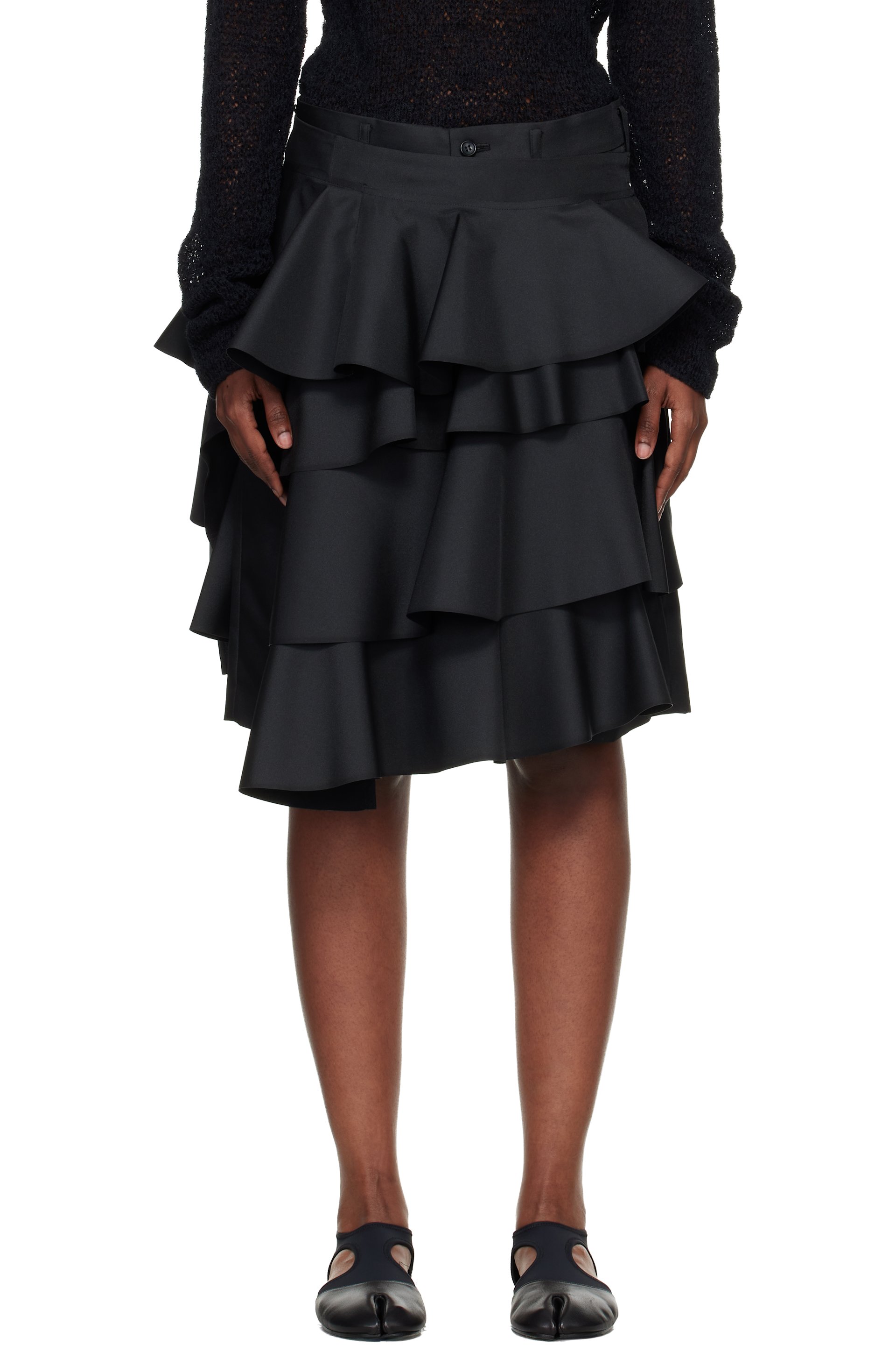Comme des Garçons Comme des Garçons - Short drapé noir en sergé