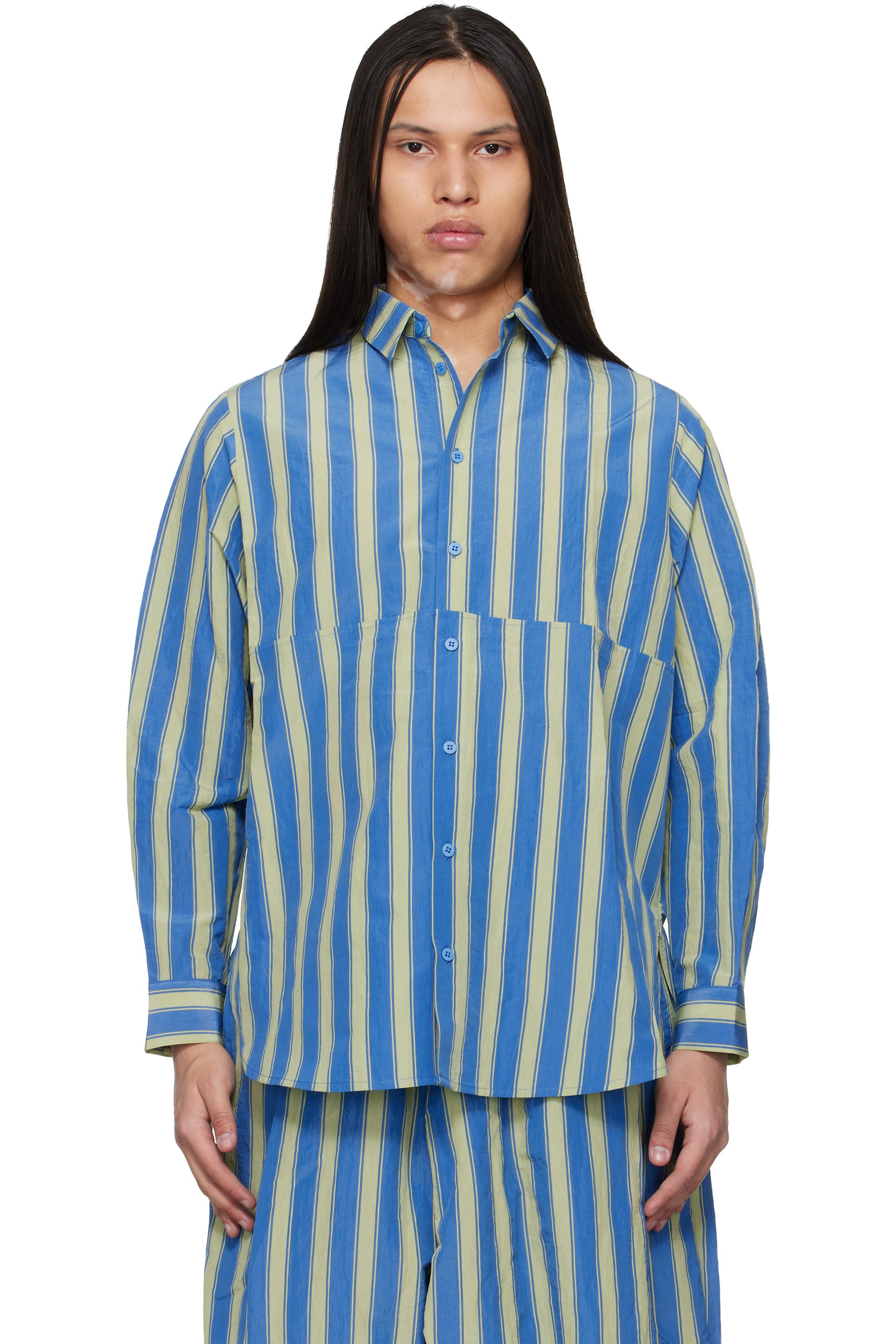 Toogood - Chemise Clown bleu et vert