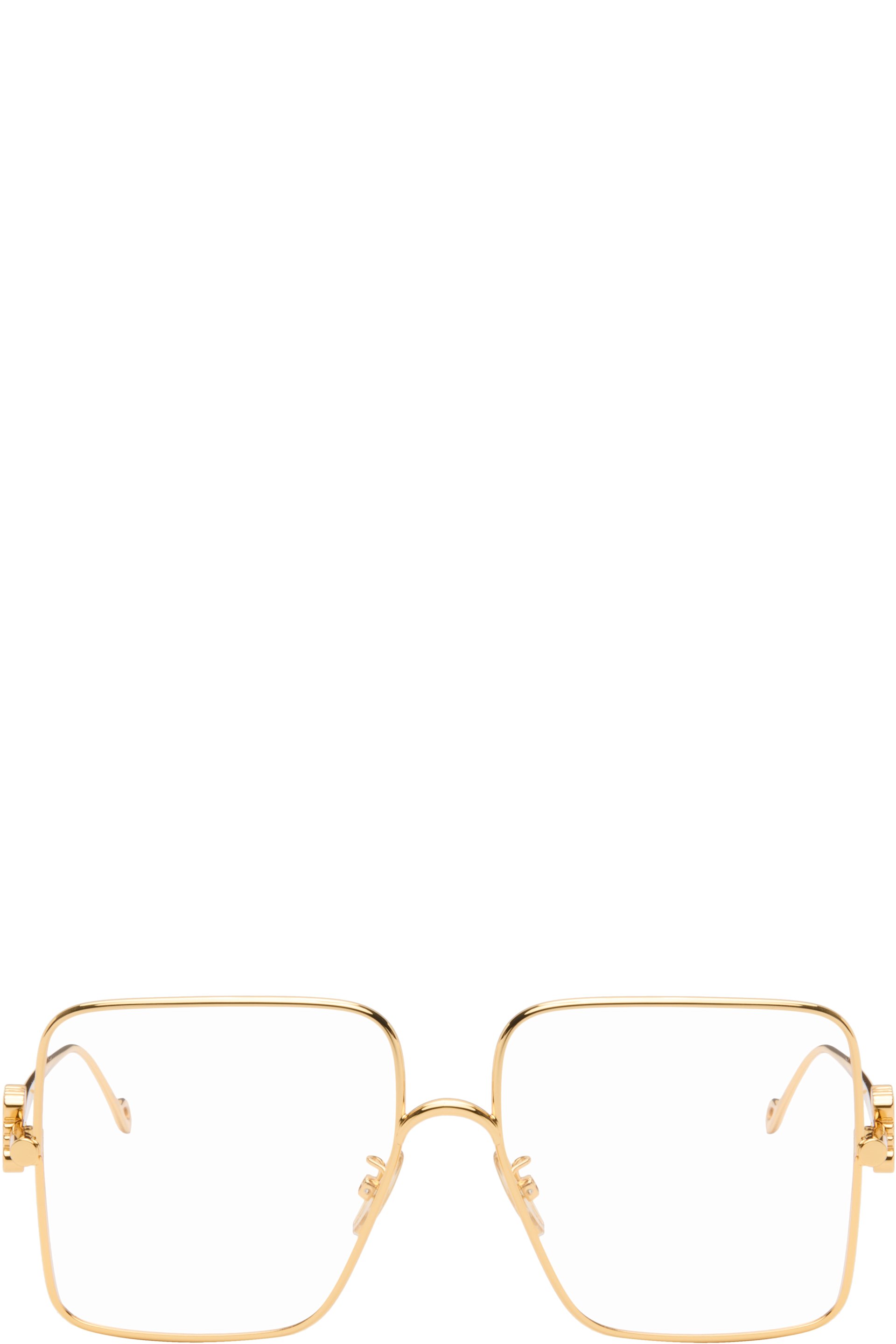 LOEWE - Gold Oversize Square Retro Titanium Glasses