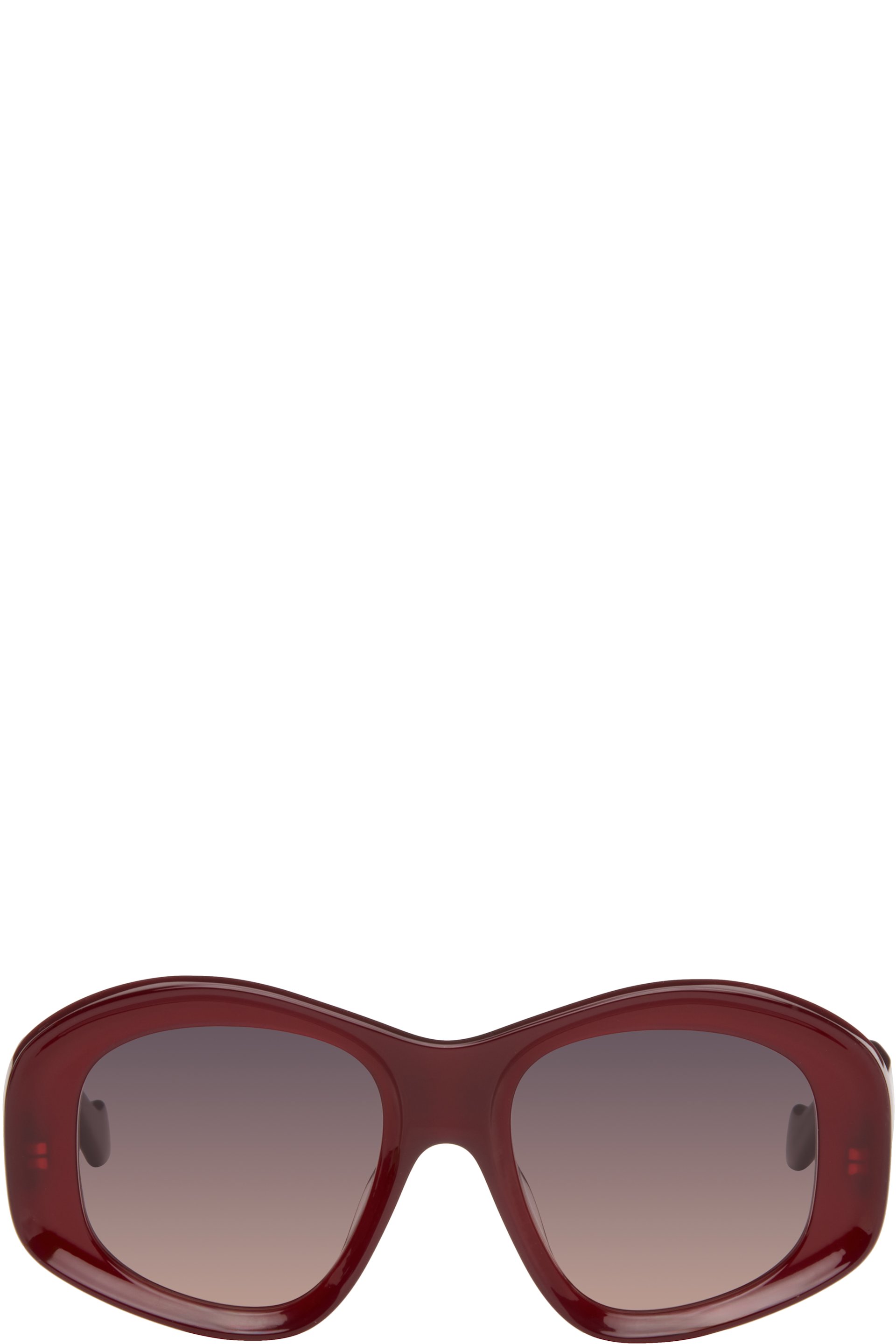 LOEWE - Burgundy Beveled Pentagon Sunglasses