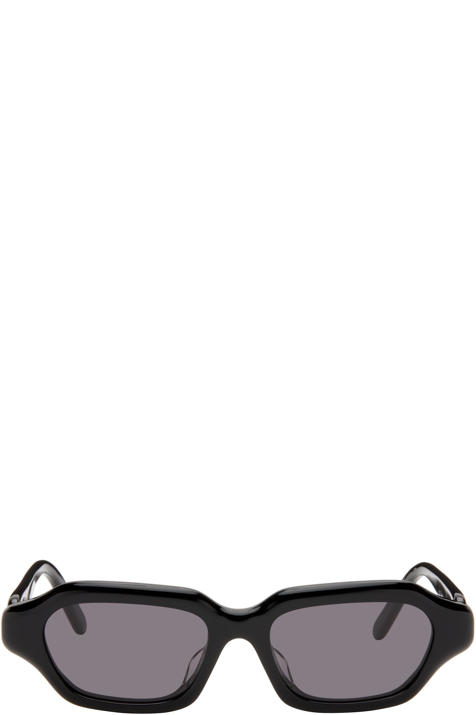 LOEWE - Black Slim Text Logo Rectangle Sunglasses