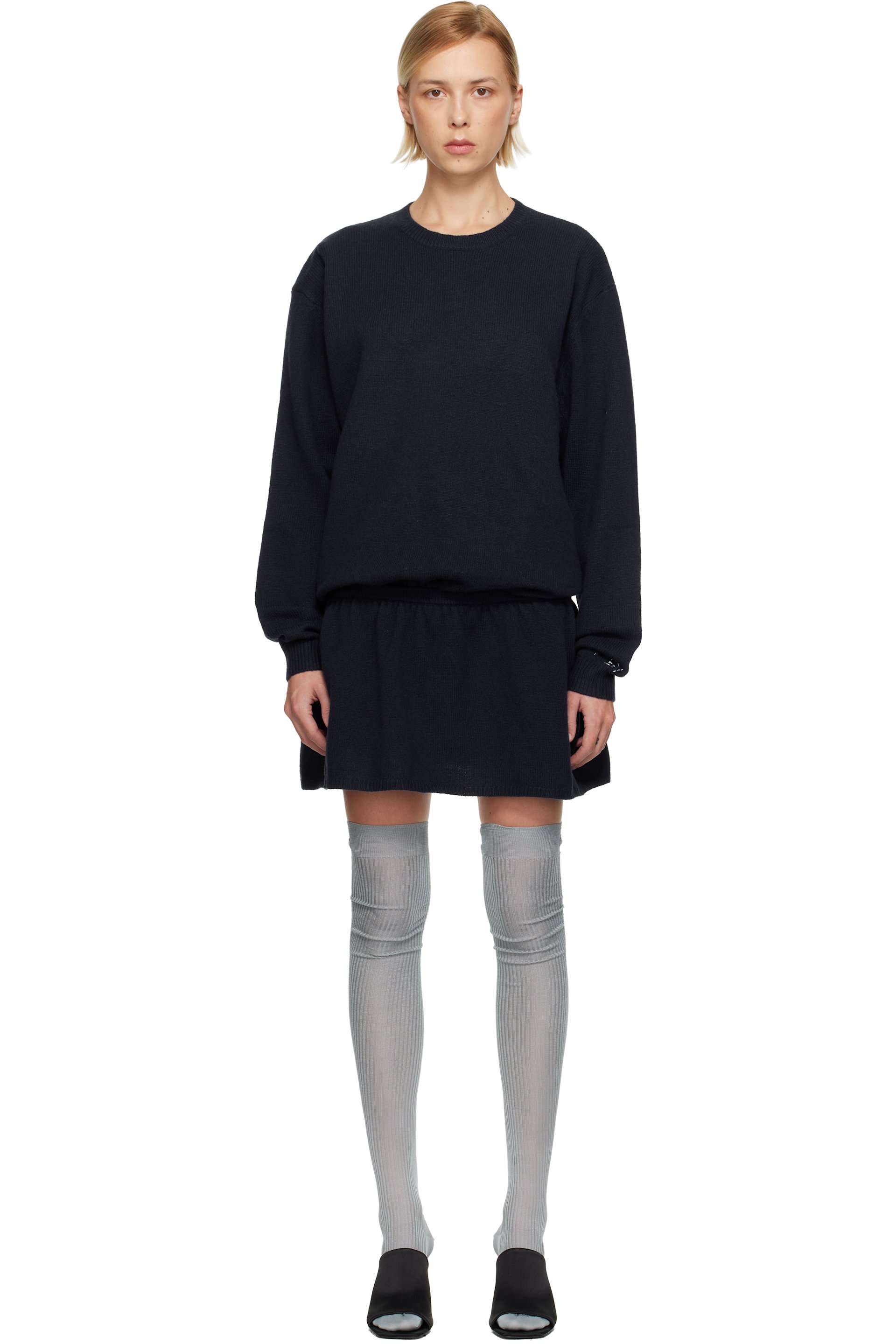 Sandy Liang - Robe courte Kazia bleu marine en tricot