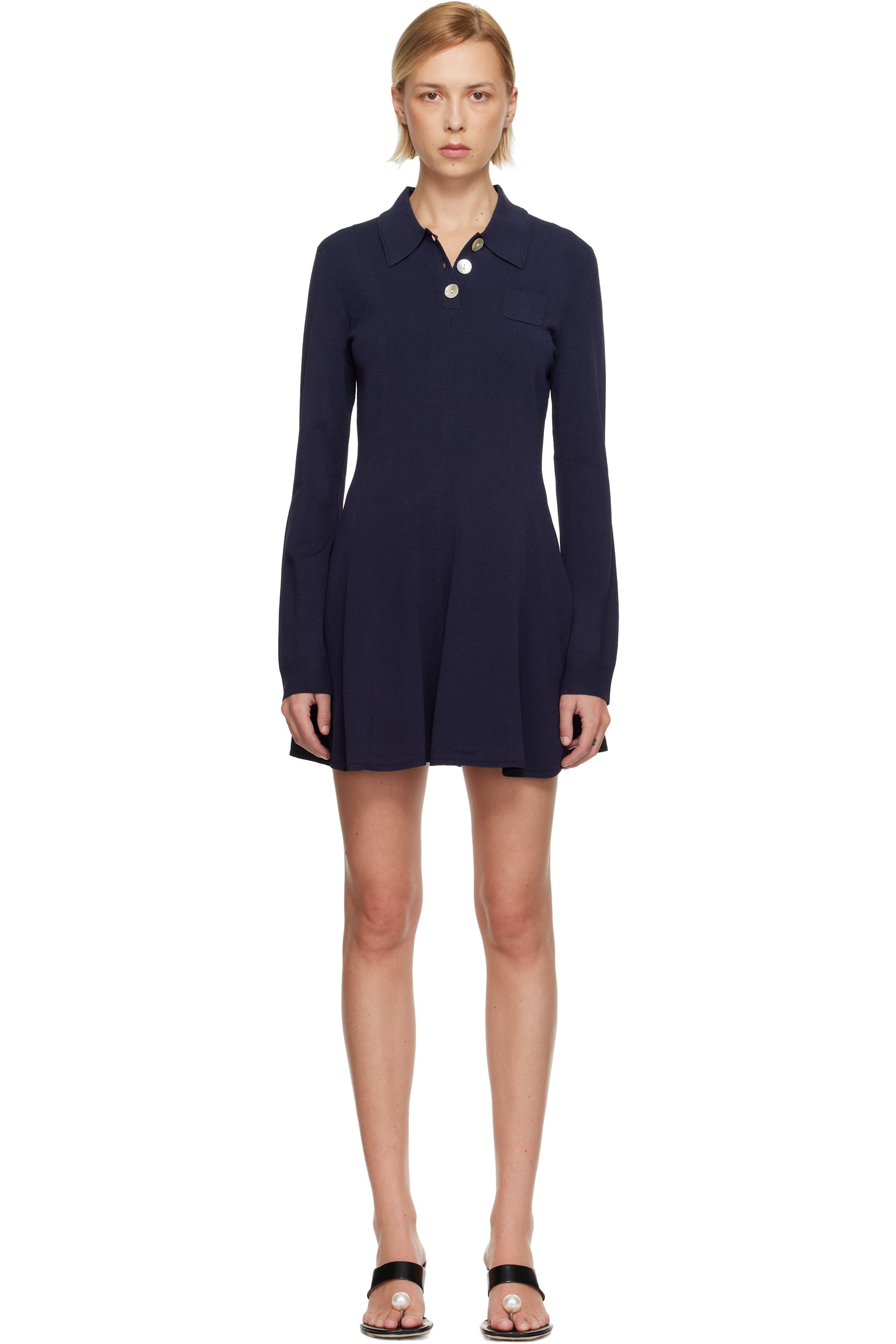 Sandy Liang - Robe courte Chupa bleu marine