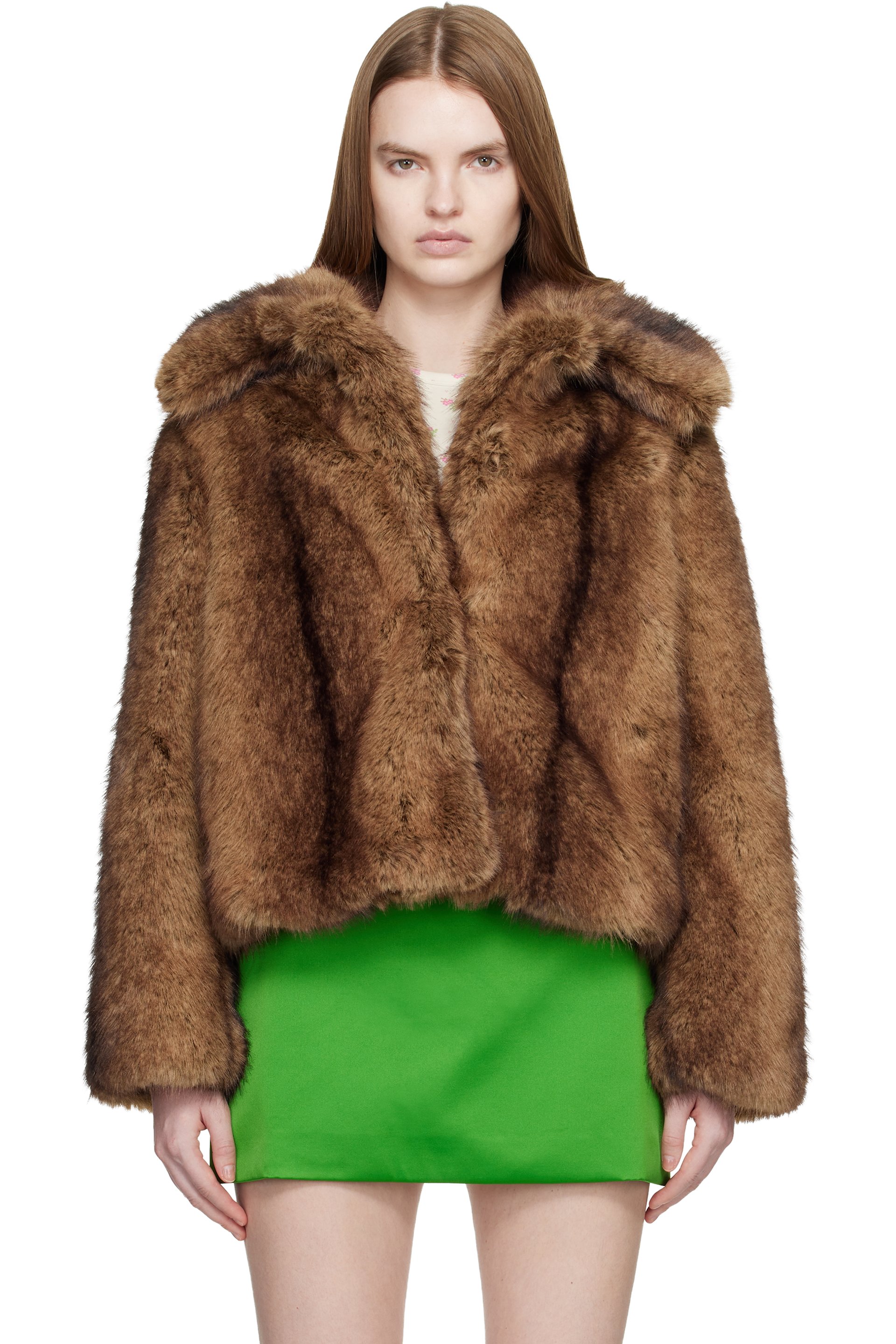 Sandy Liang - Blouson Kensington brun en fourrure synthétique