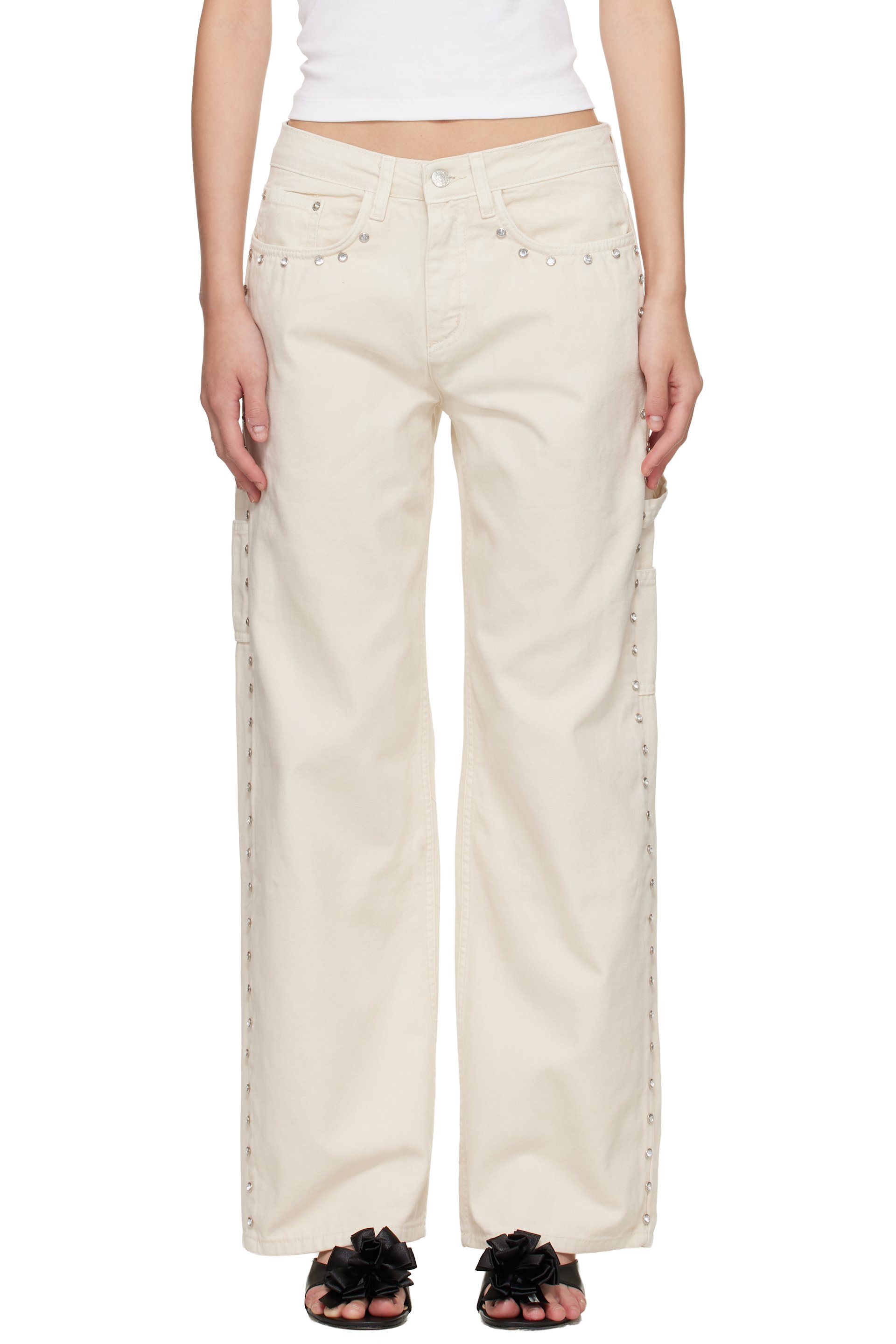 Sandy Liang - Pantalon cargo Dixie blanc cassé