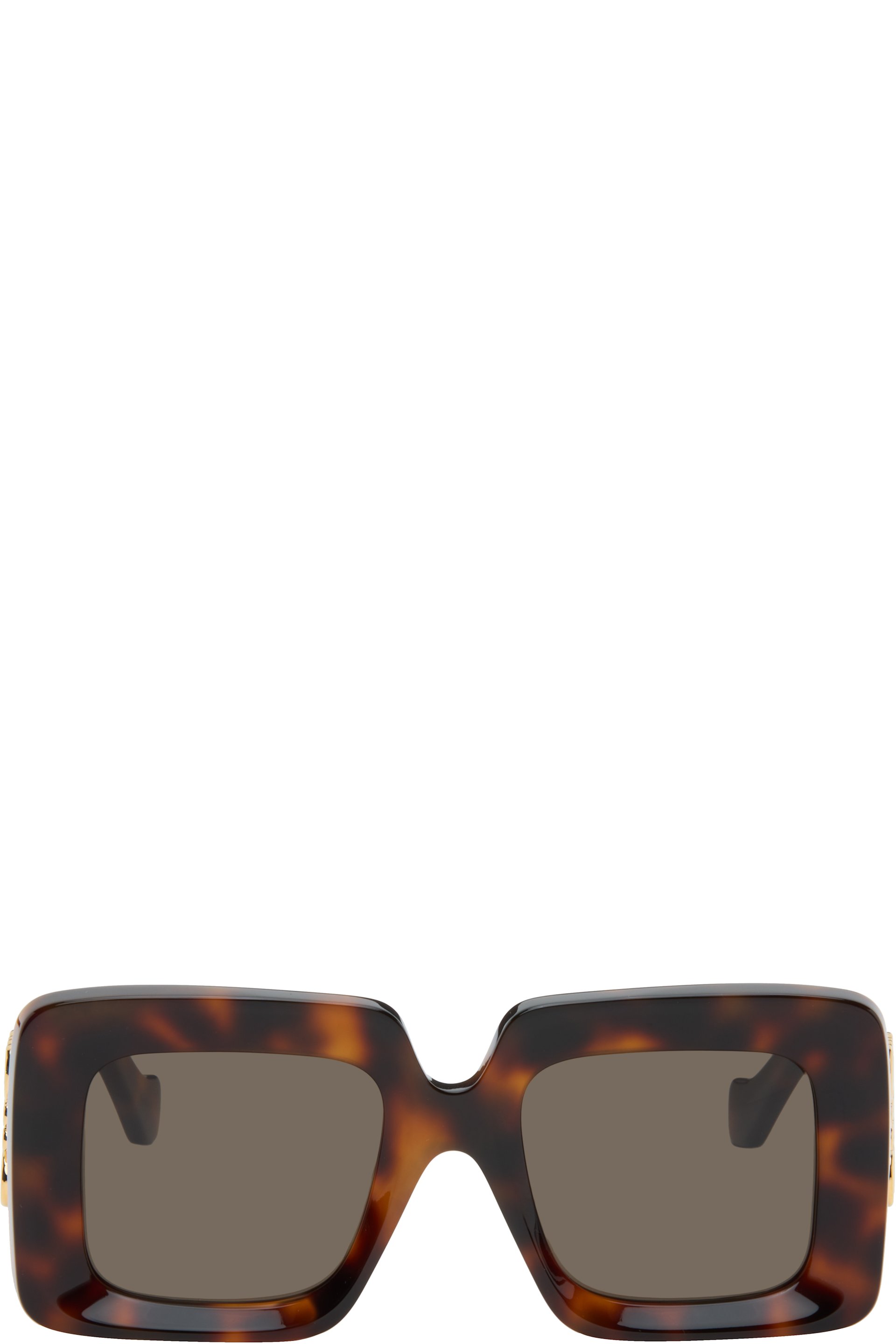 LOEWE - Brown Beveled Square Maxi Anagram Sunglasses