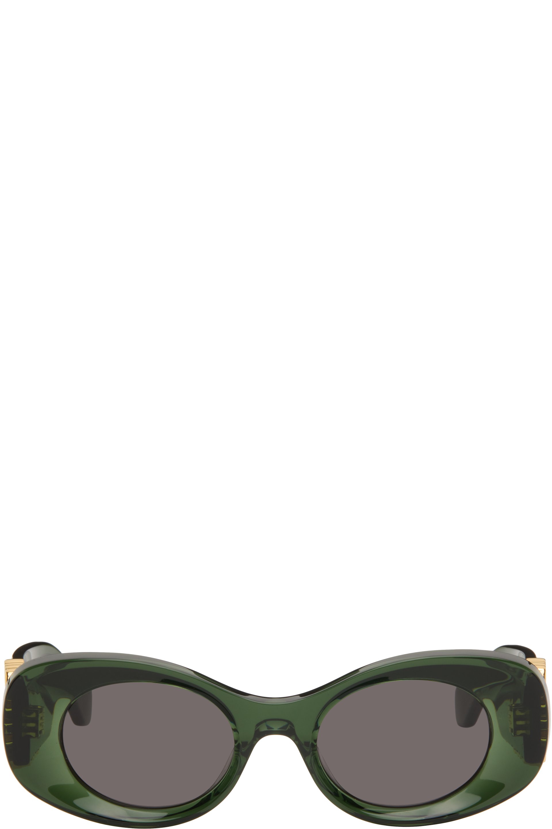 LOEWE - Green Beveled Oval Maxi Anagram Sunglasses