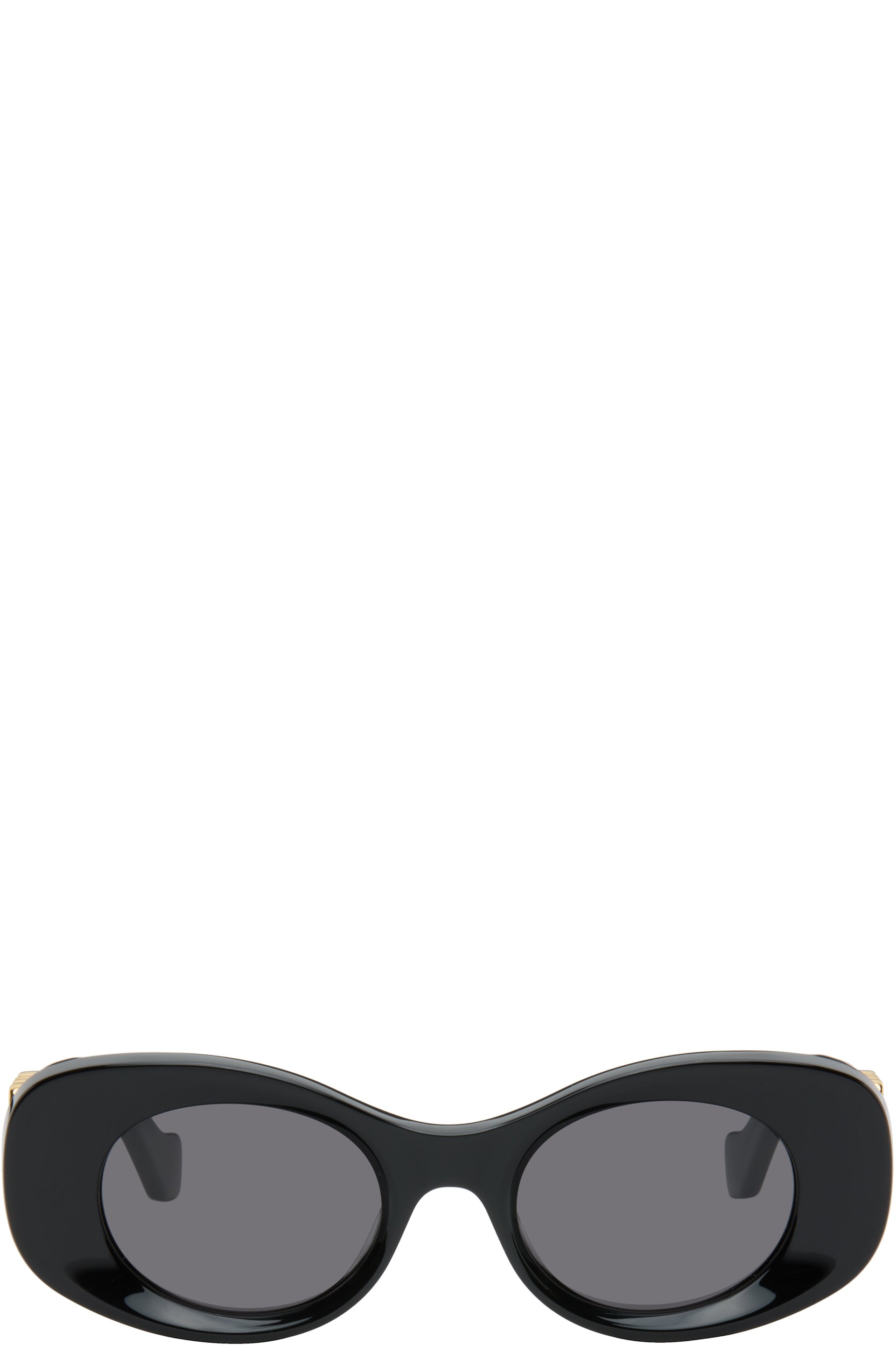 LOEWE - Black Beveled Oval Maxi Anagram Sunglasses