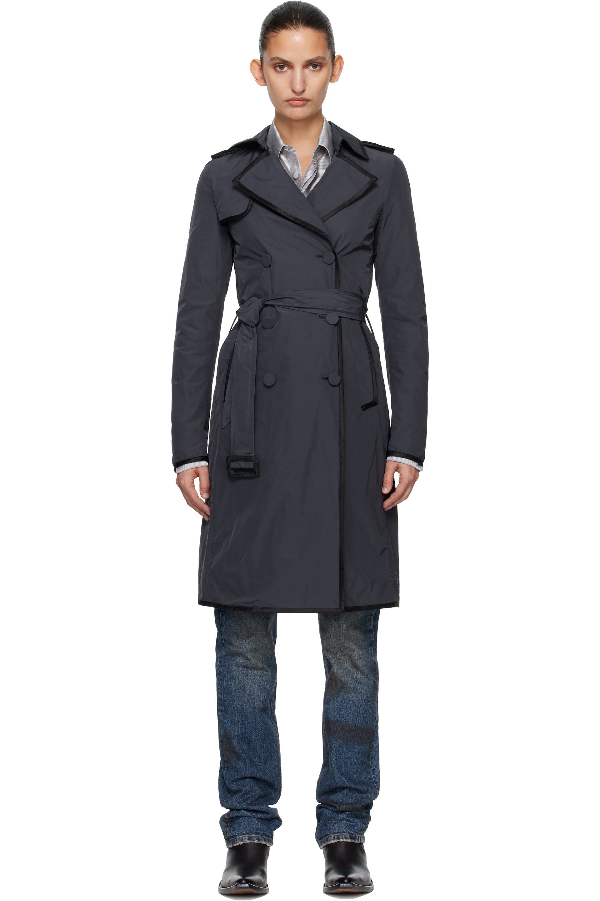 AARON ESH - Trench bleu marine en nylon