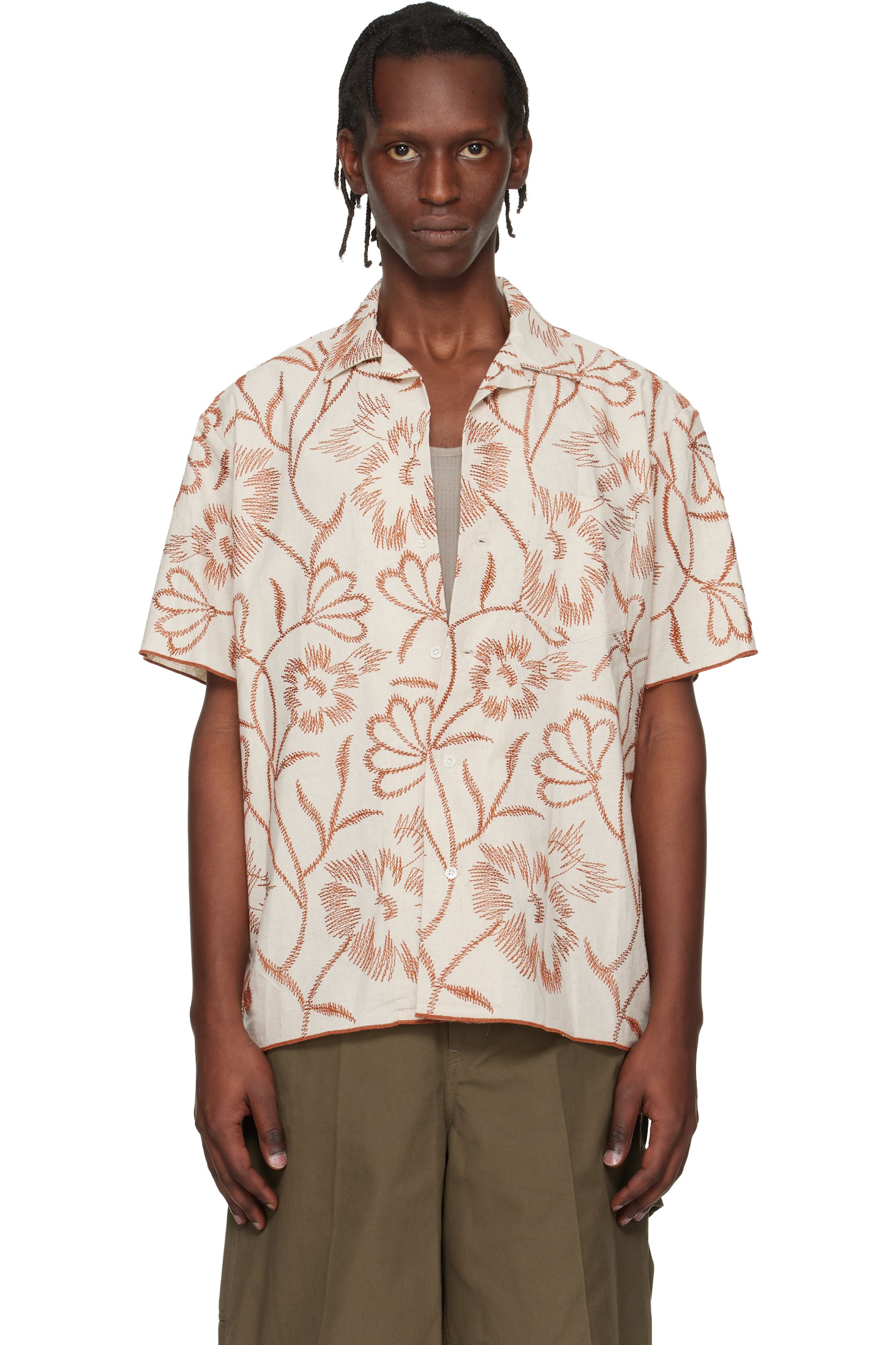 Toga Virilis - Beige Embroidery S/S Shirt
