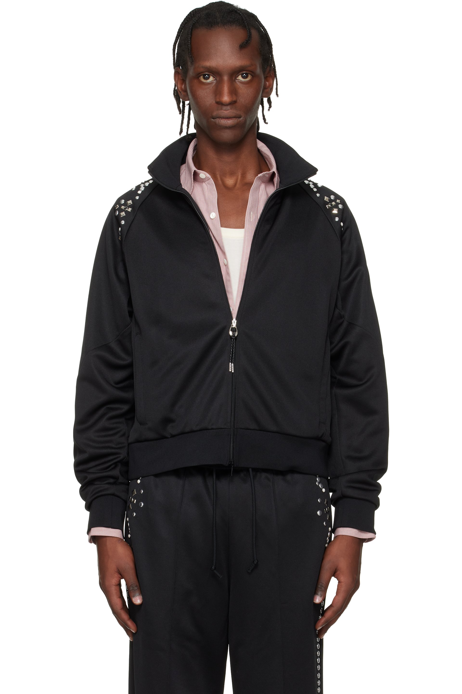 toga virilis ジップ トラック ジャケット Toga Virilis: Black Jersey Track Jacket | SSENSE