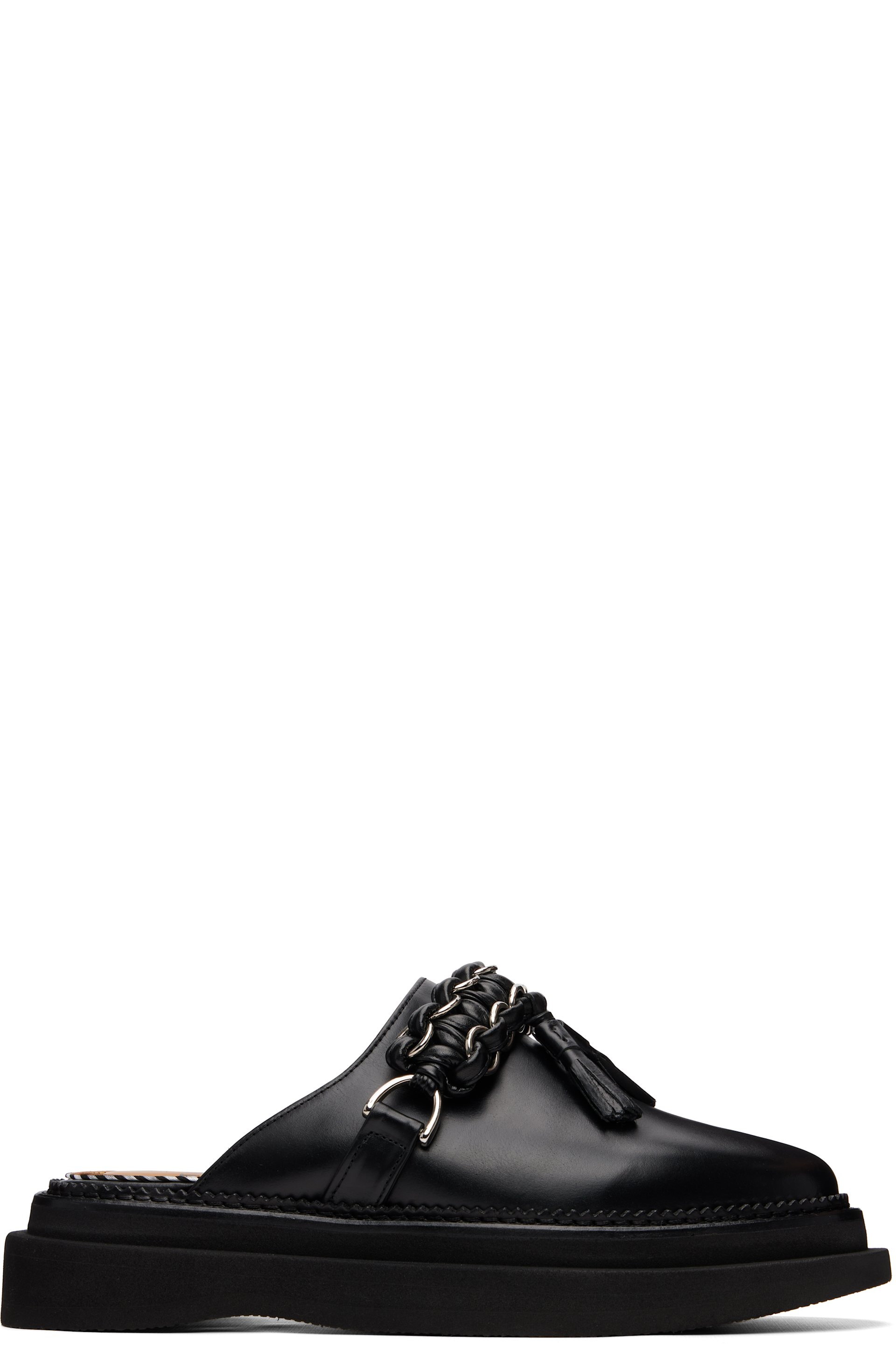 Toga Virilis: Black Hard Leather Slip-on Loafers | SSENSE