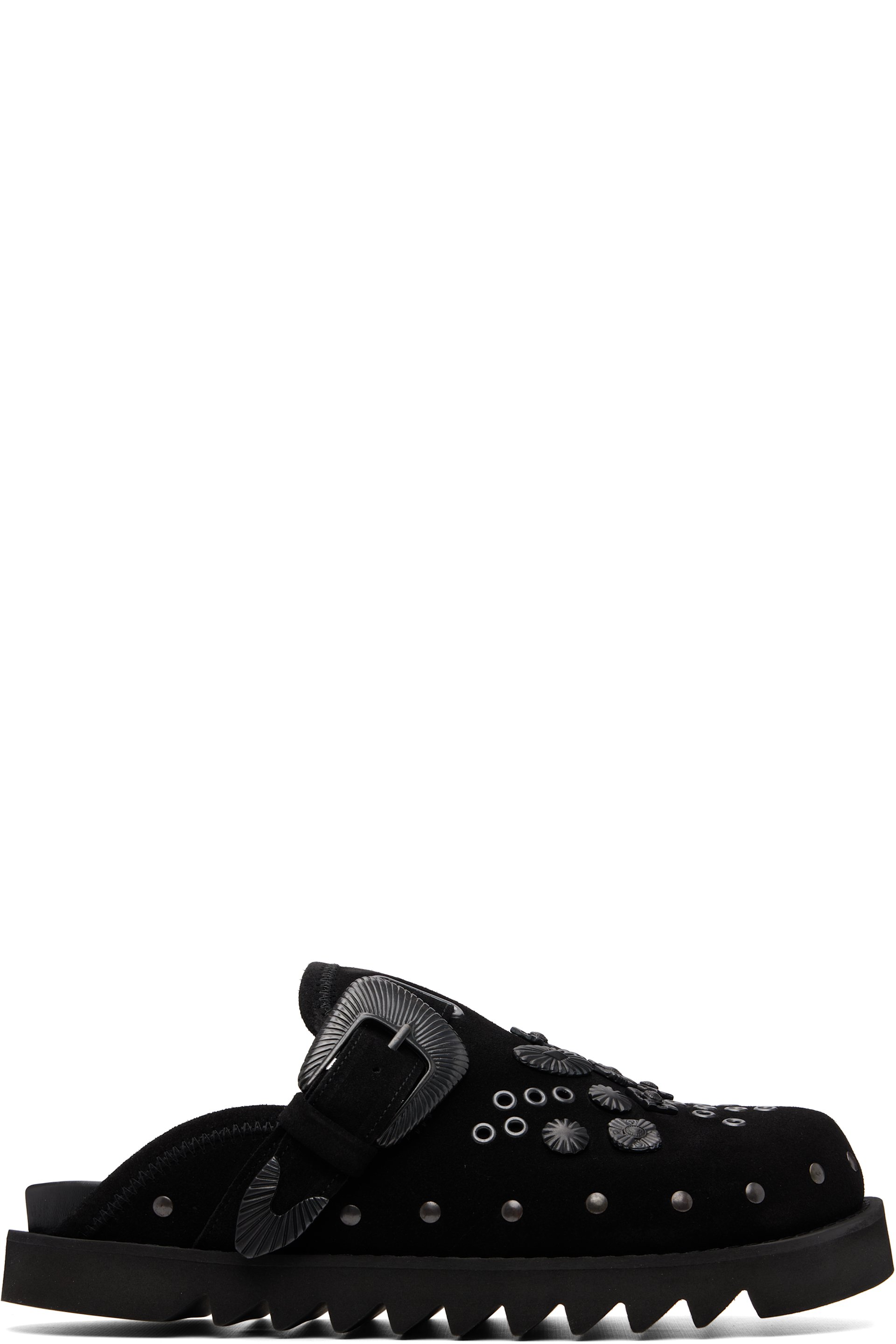 Black Eyelet Metal Sabot Loafers by Toga Virilis on Sale Black Eyelet Metal Sabot Loafers by Toga Virilis on Sale