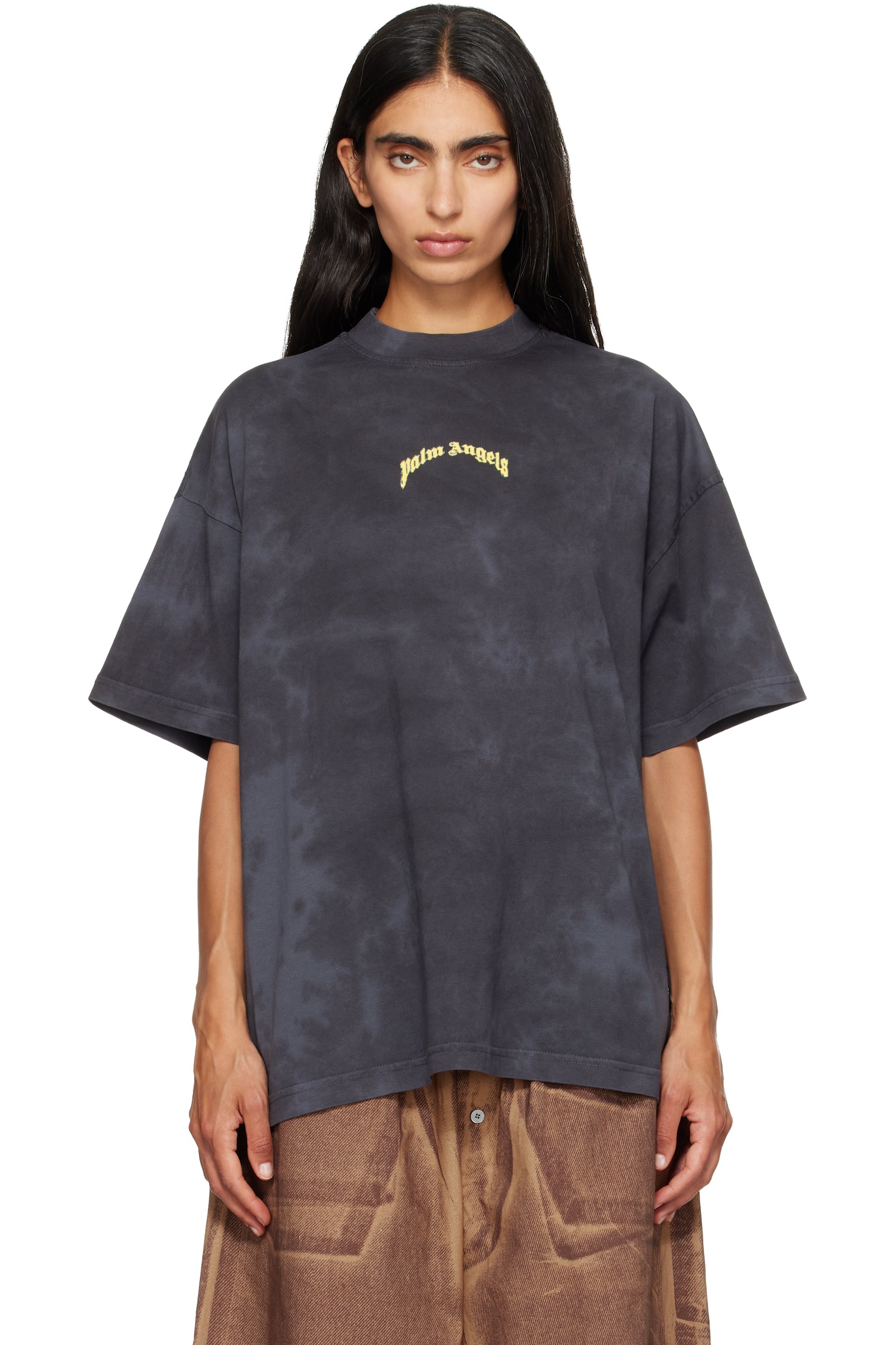 Palm Angels - Black Curved Logo T-shirt