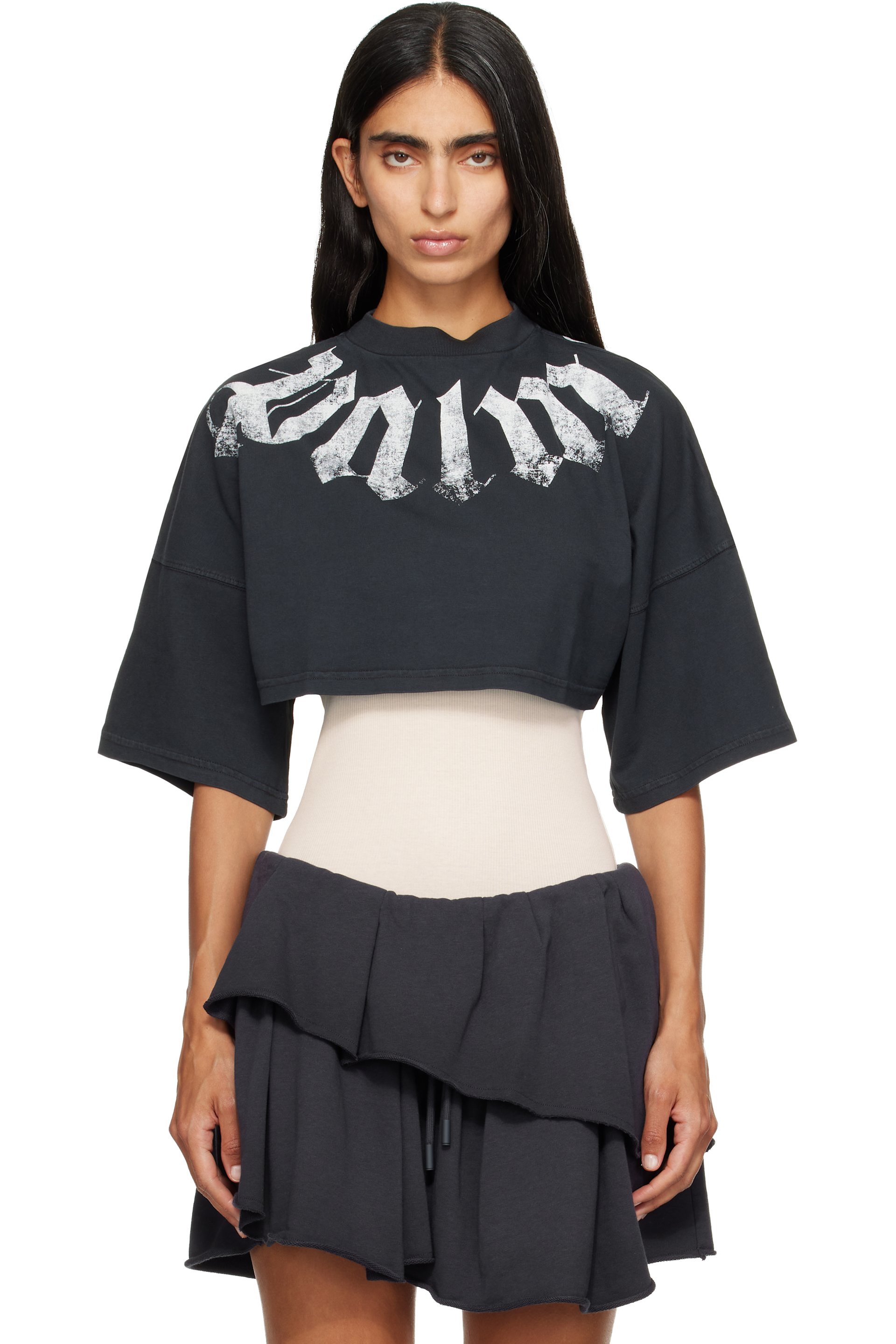 Palm Angels - Black Big Neck Logo Mini T-shirt