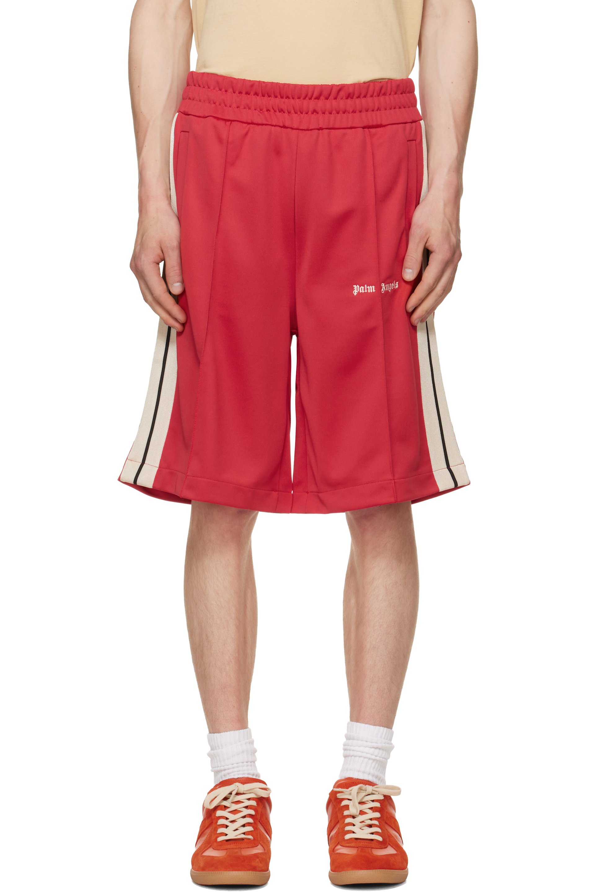 Palm Angels - Short de survêtement rouge à logo