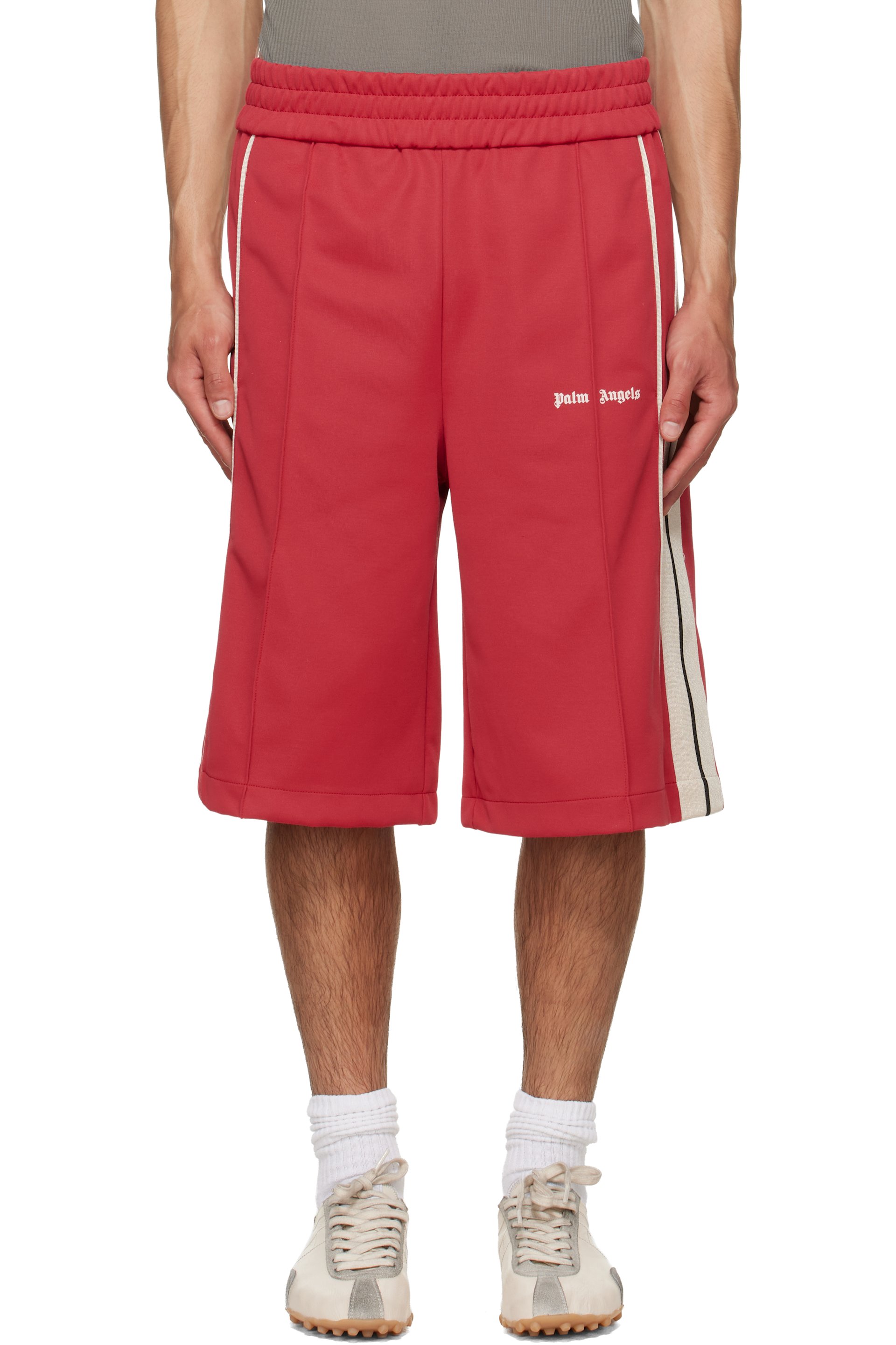 Palm Angels - Short de survêtement rétro rouge à logo