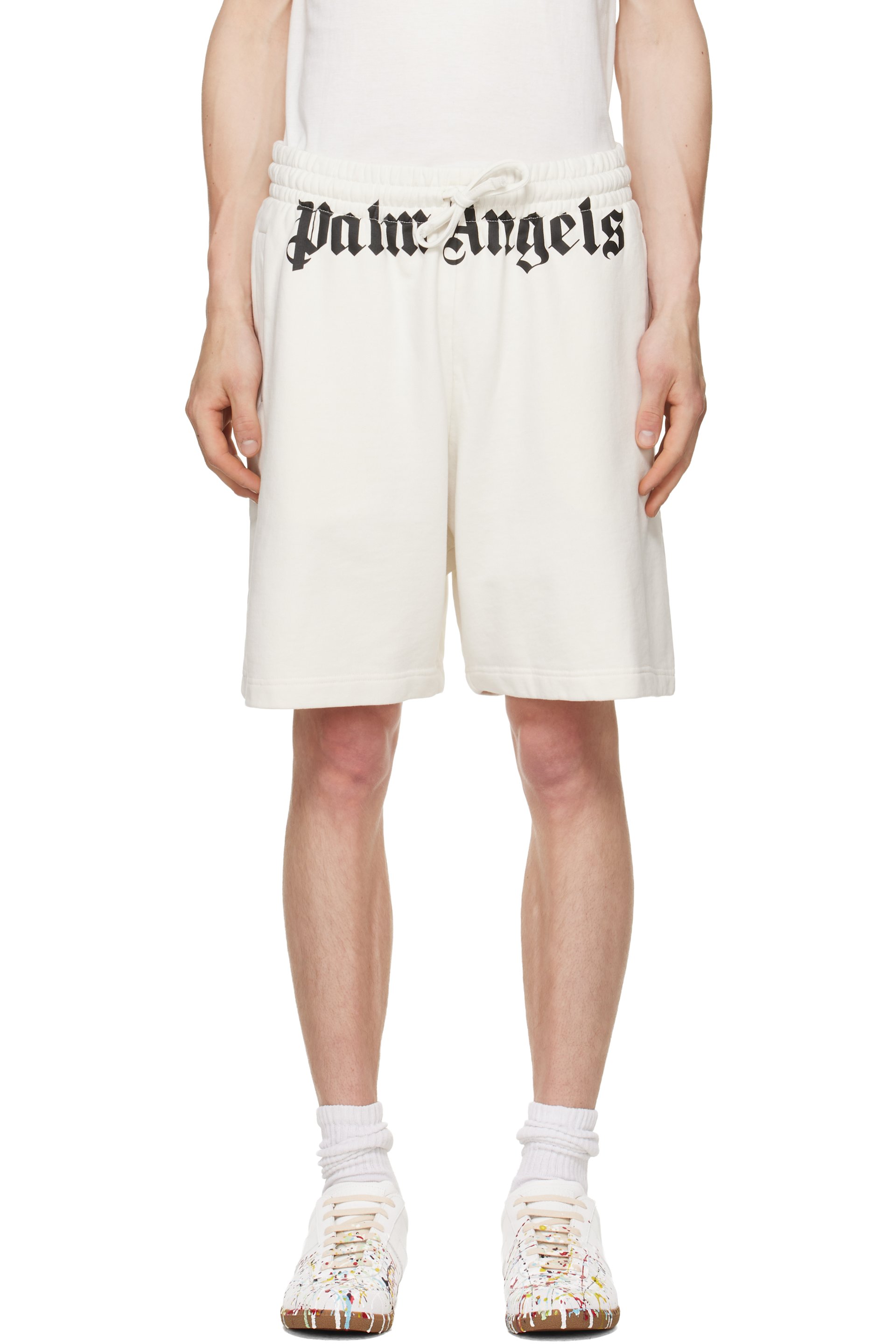 Palm Angels - Short de survêtement blanc cassé à logo