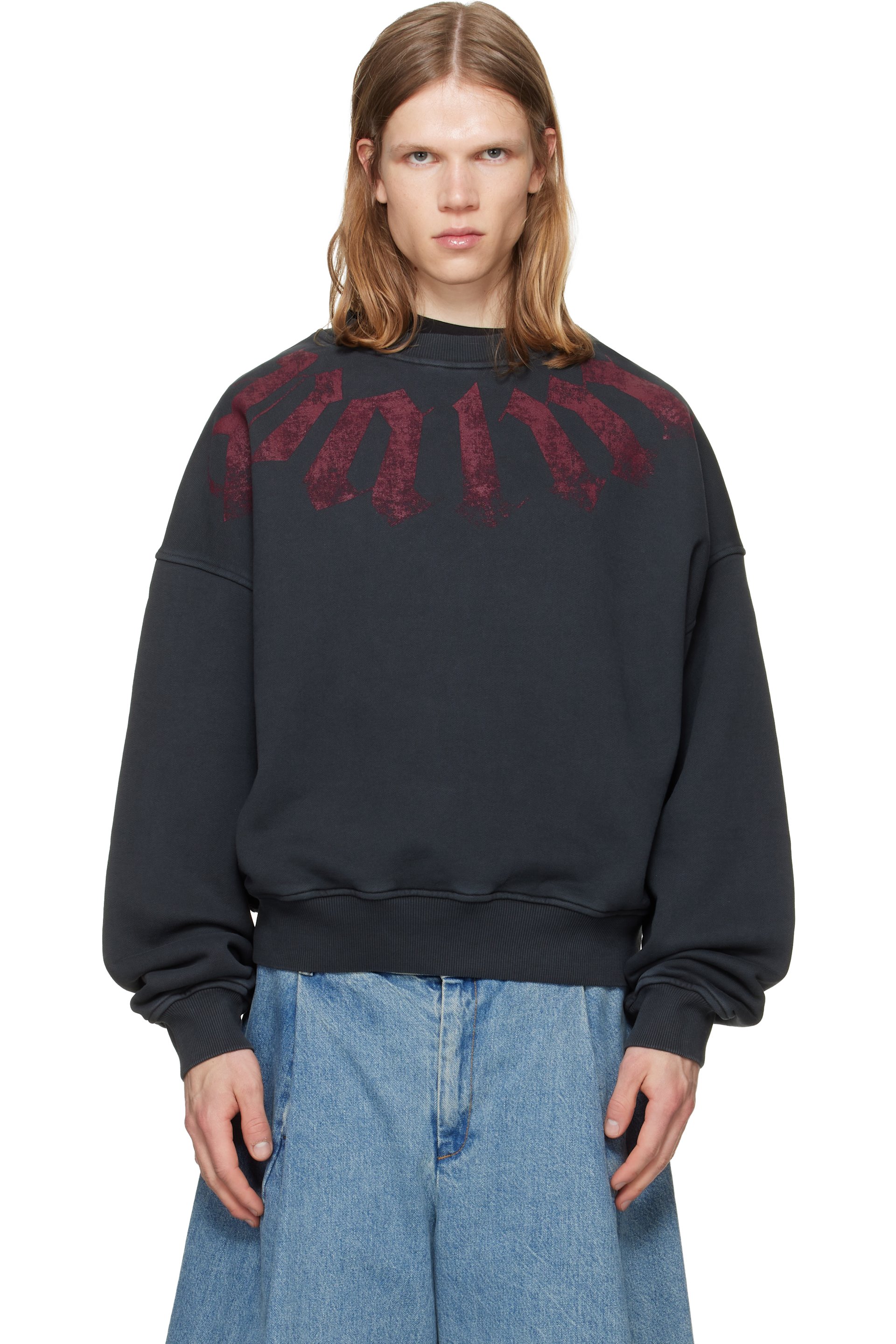 Palm Angels - Pull molletonné décontracté noir à logo surdimensionné