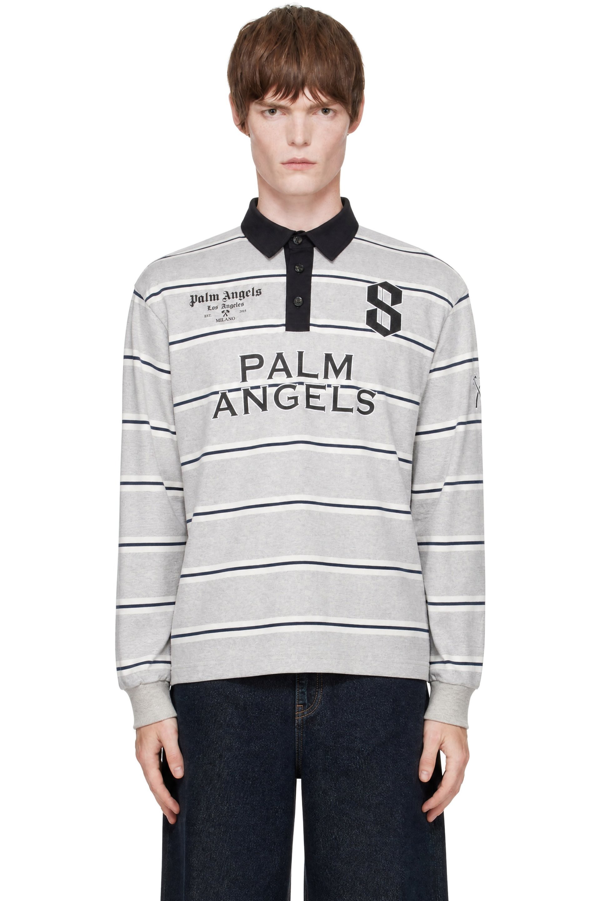 Palm Angels - Gray Palm Sport Long-Sleeved Polo