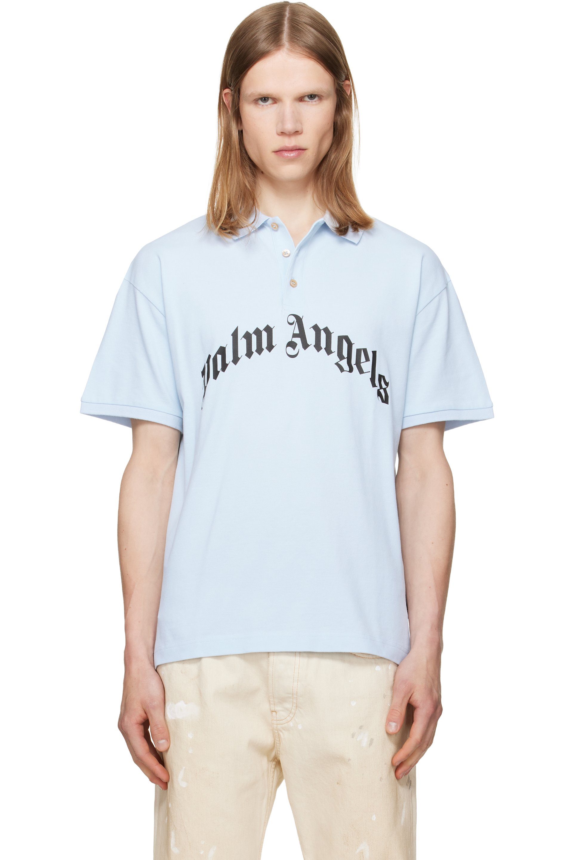 Palm Angels - Blue Curved Logo Polo