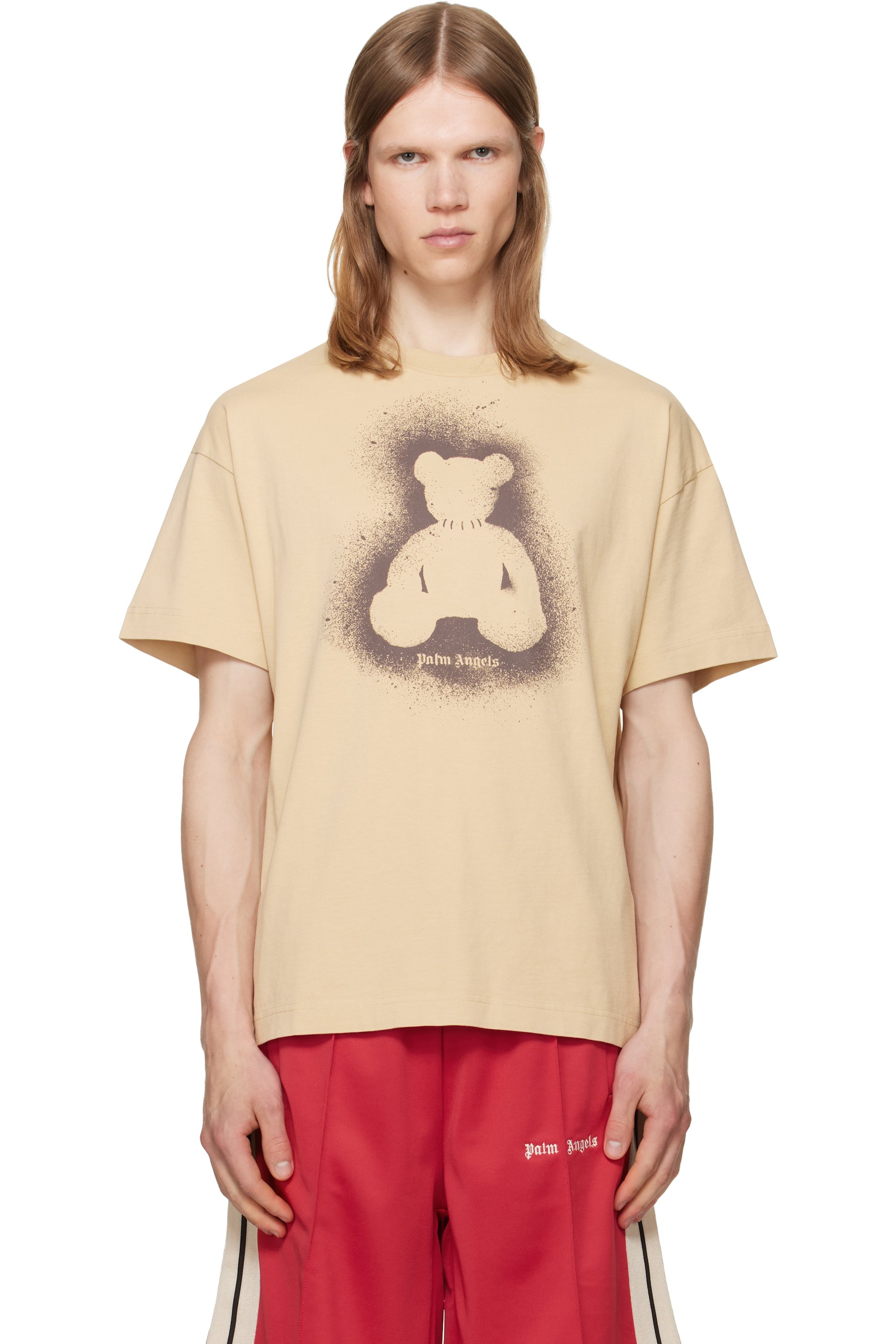 Palm Angels - Beige Spray Bear T-shirt