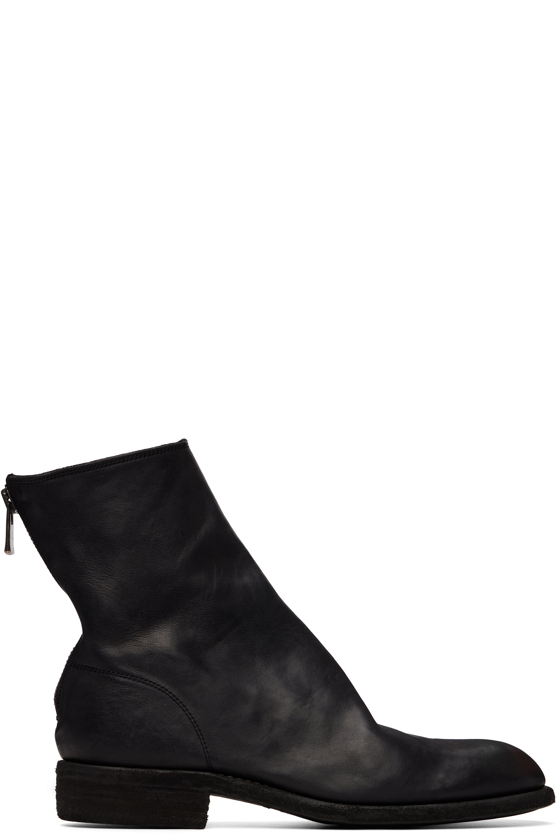 Guidi - Black 986 Leather Back Zip Ankle Boots