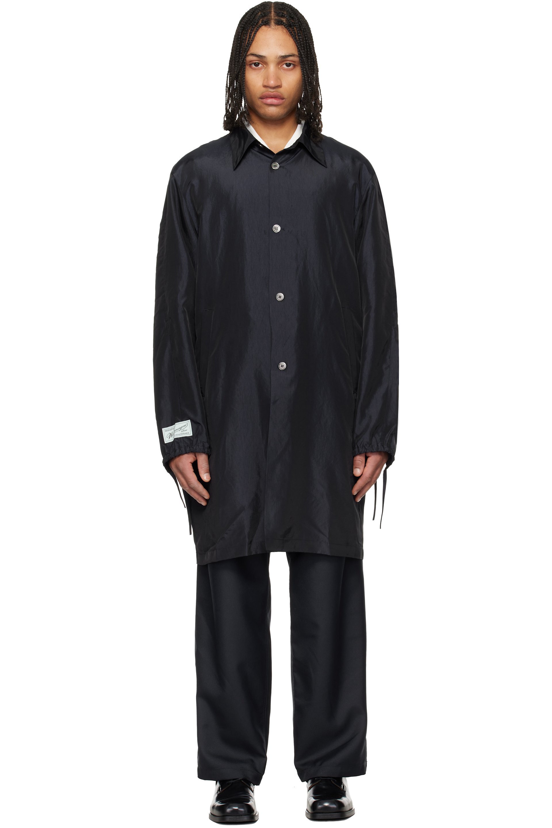 WOOYOUNGMI - Navy Wrinkle Long Coat
