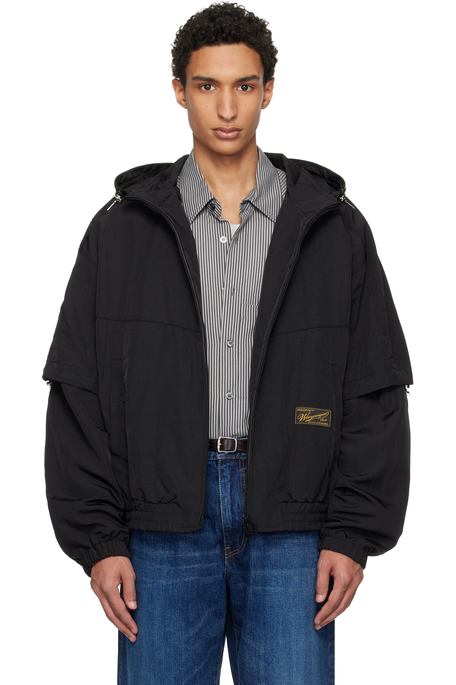 WOOYOUNGMI: Black Layered Windbreaker Jacket | SSENSE
