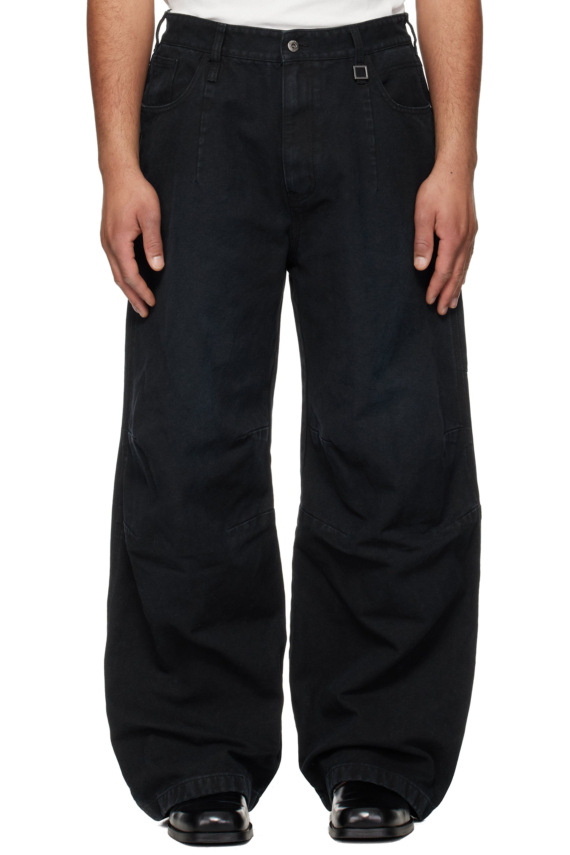 WOOYOUNGMI - Navy 3D Wide Dyed Jeans