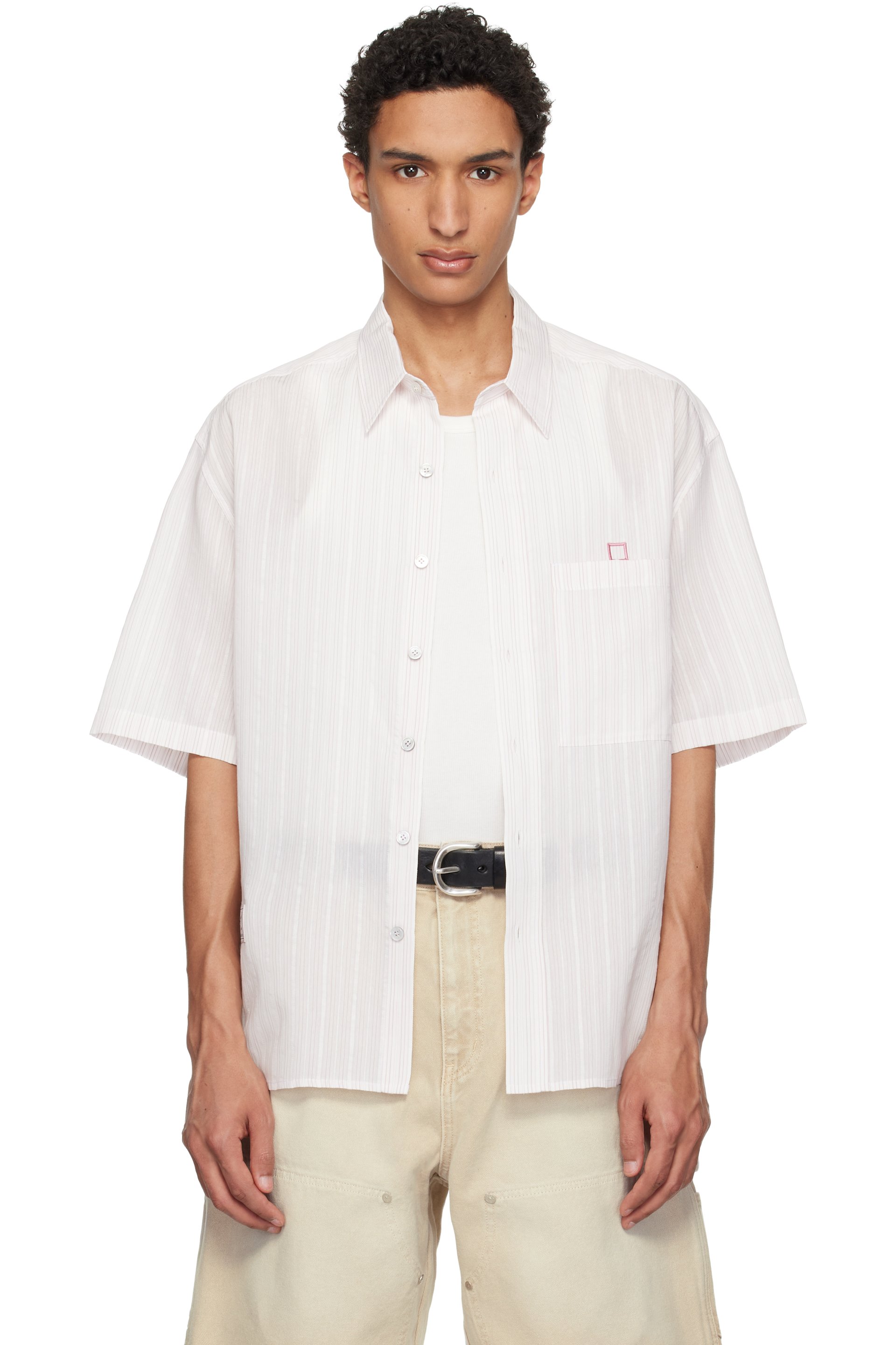 WOOYOUNGMI - White & Pink Striped Shirt