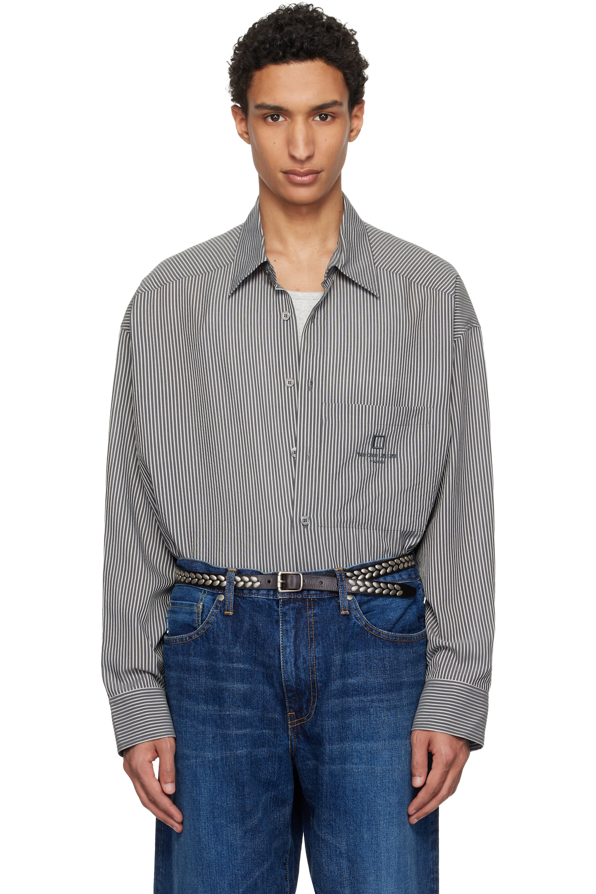 WOOYOUNGMI - Black Stripe Over Size Shirt