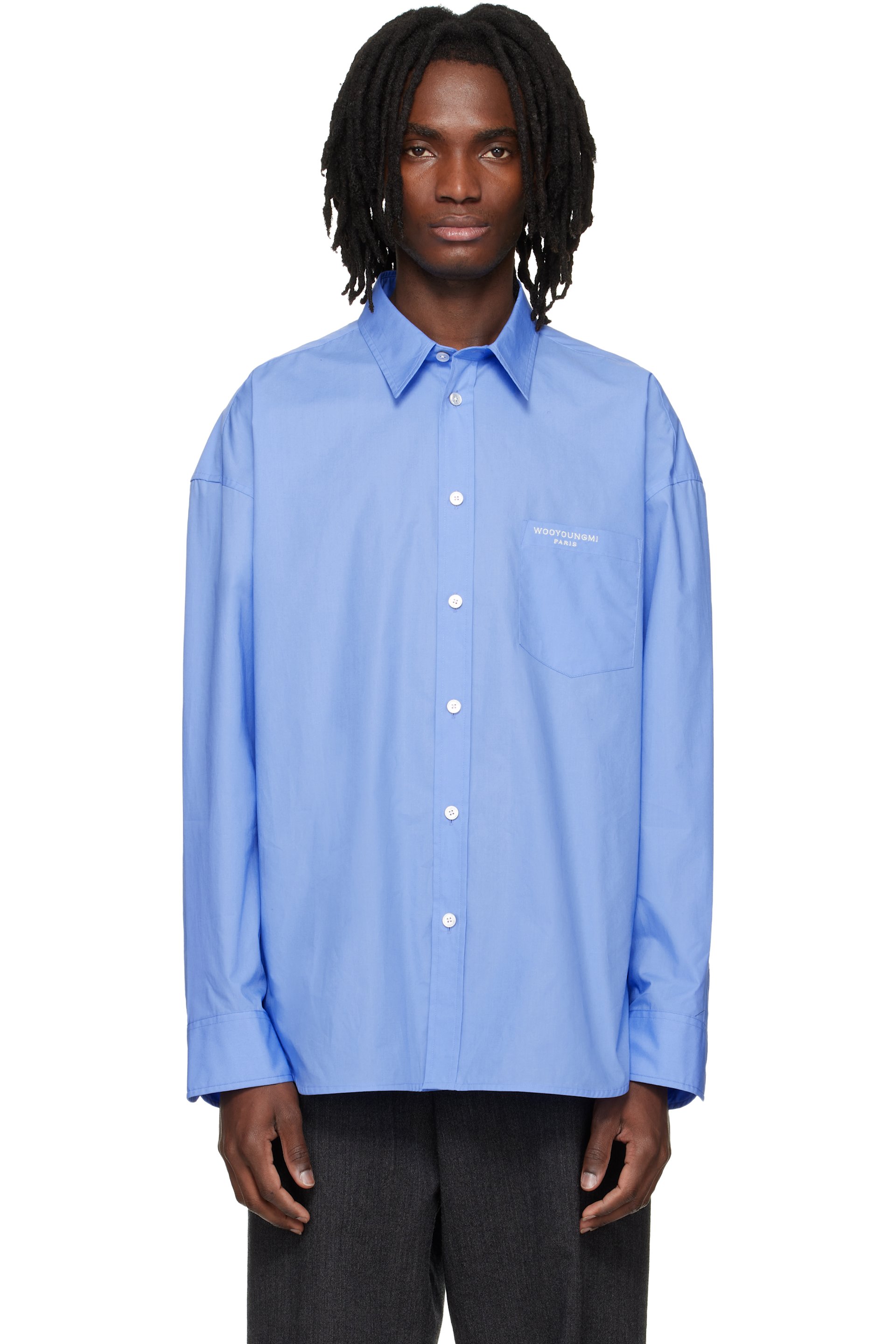 WOOYOUNGMI - Blue Oversized Cotton Shirt