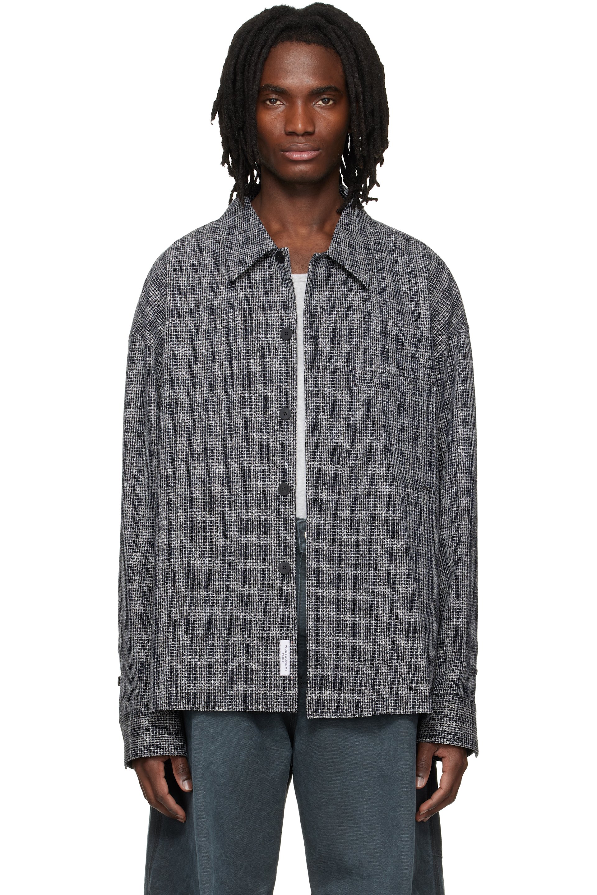 WOOYOUNGMI - Black Wool Silk Check Shirt