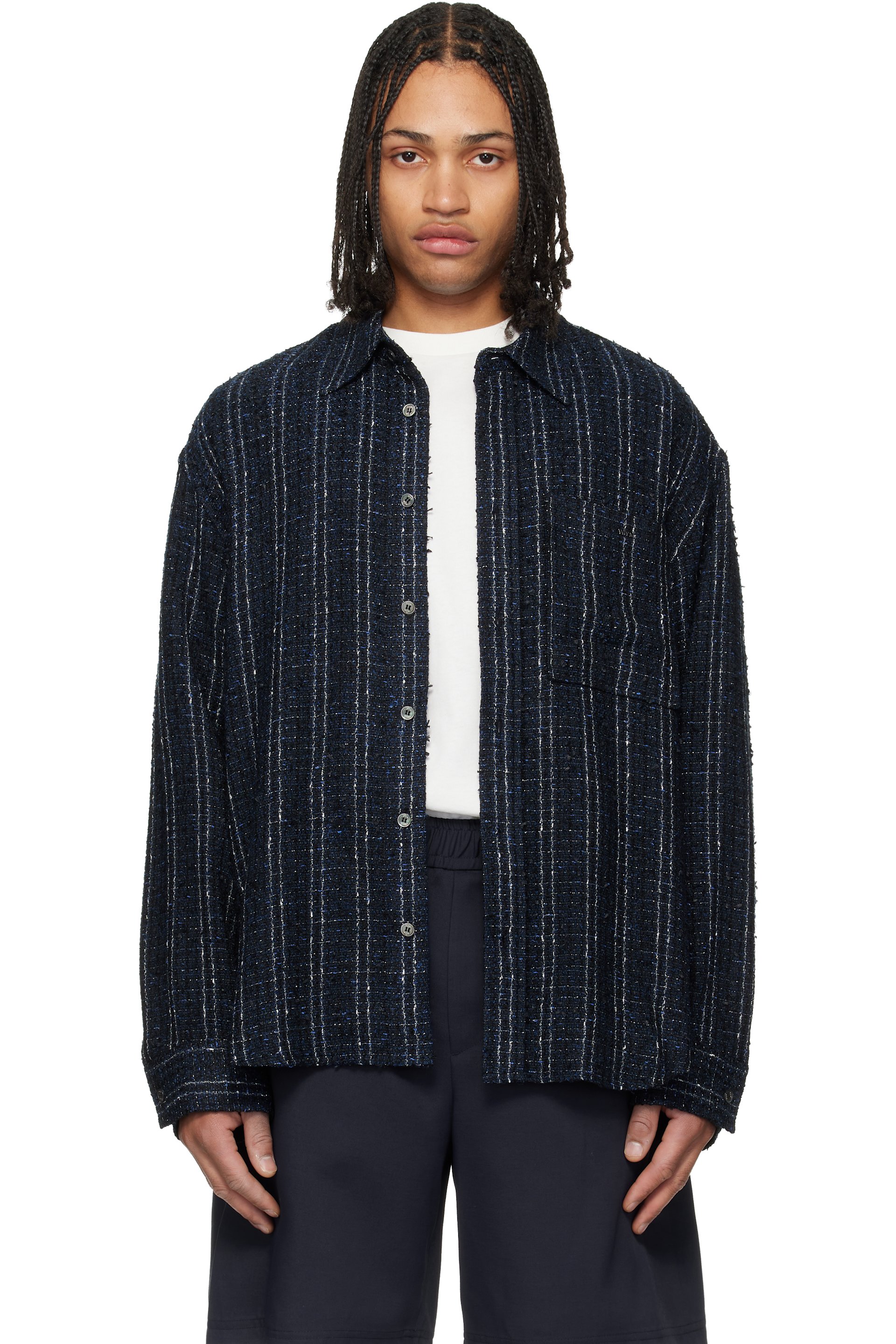 WOOYOUNGMI - Navy Tweed Shirt