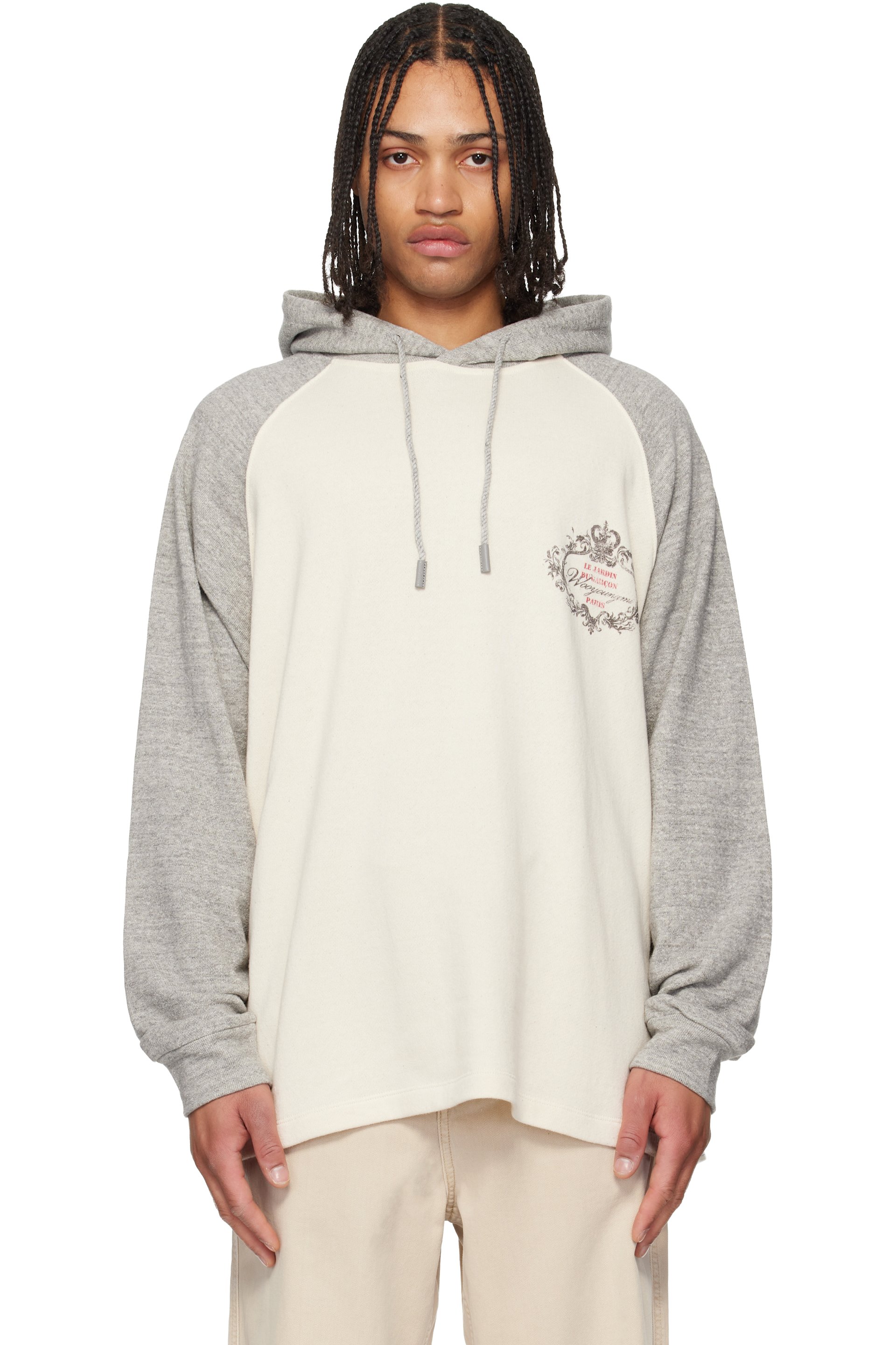 WOOYOUNGMI - Off-White & Gray Crown Graphic Hoodie