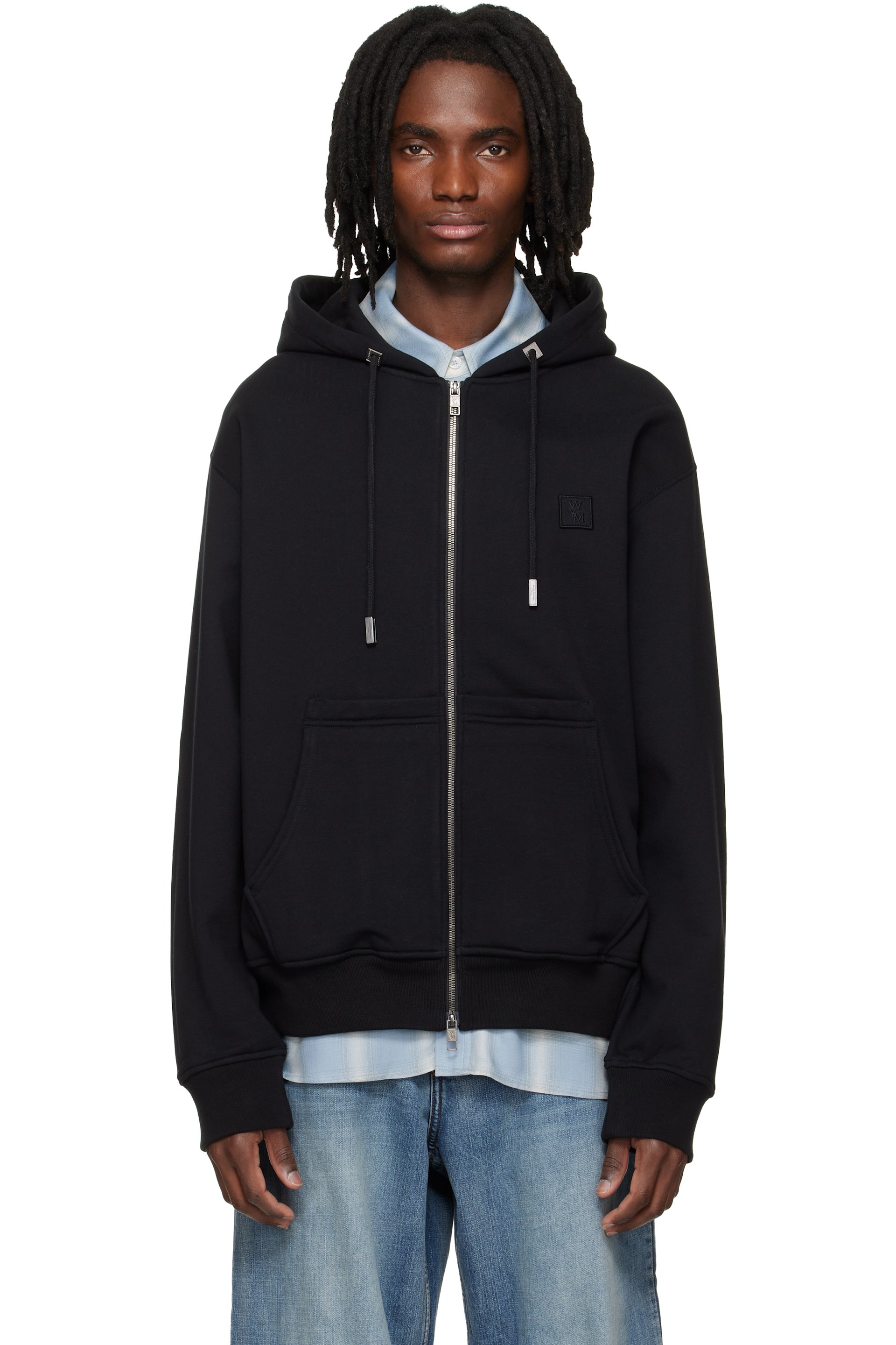 WOOYOUNGMI - Black Back Logo Zip-Up Hoodie