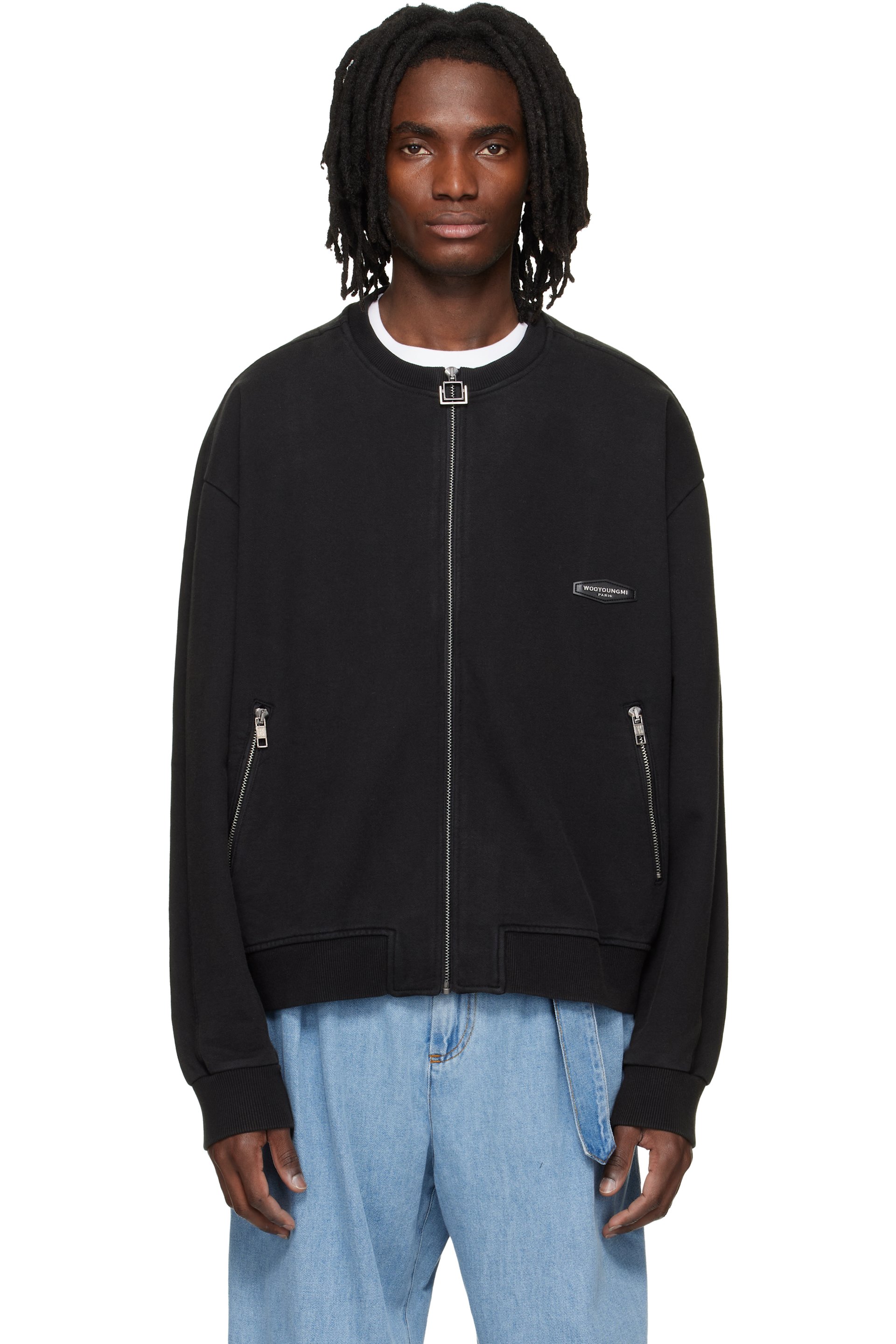 WOOYOUNGMI: Black Zip-Up Sweatshirt | SSENSE