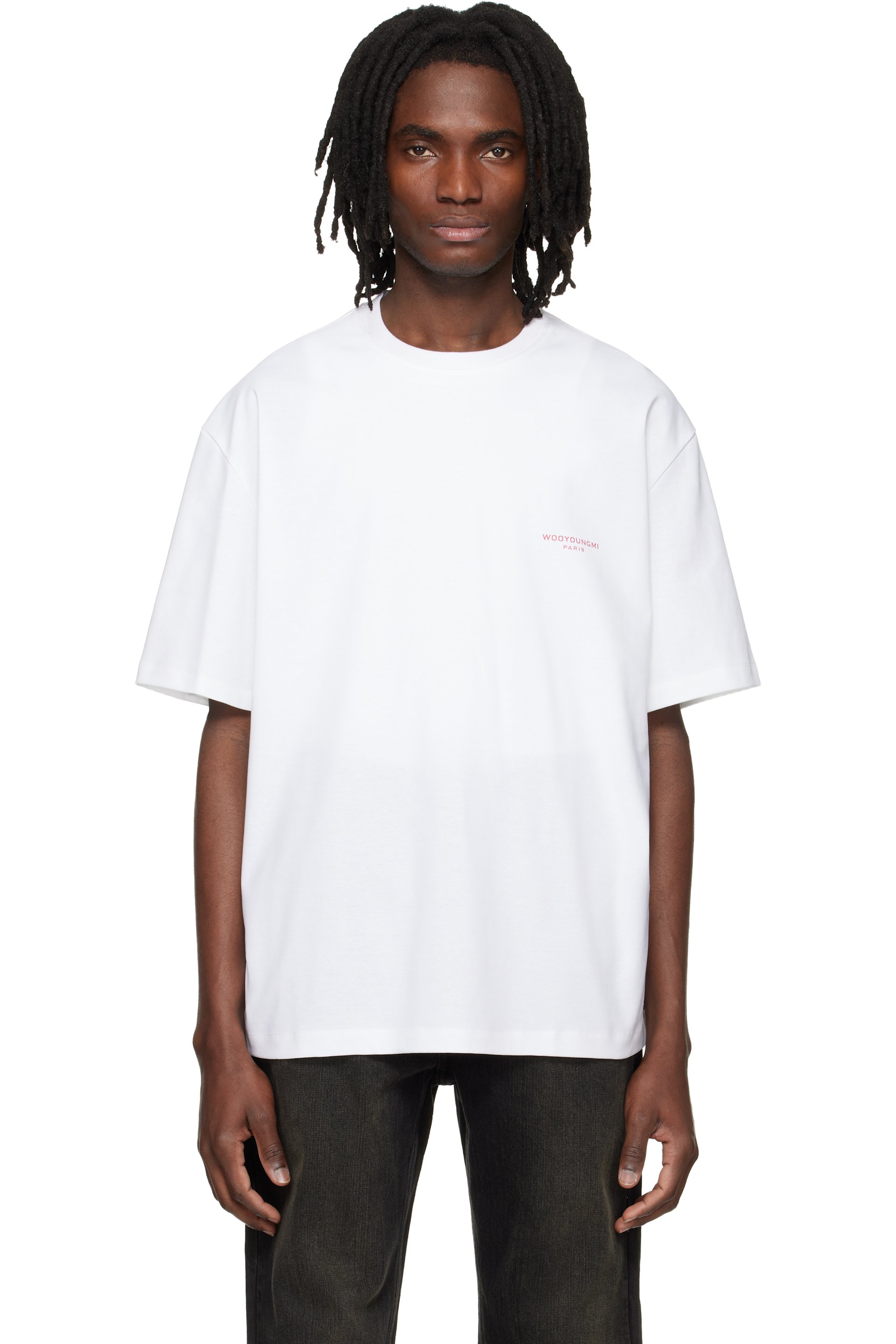 WOOYOUNGMI - White Tuft Embroidered Back Logo T-shirt